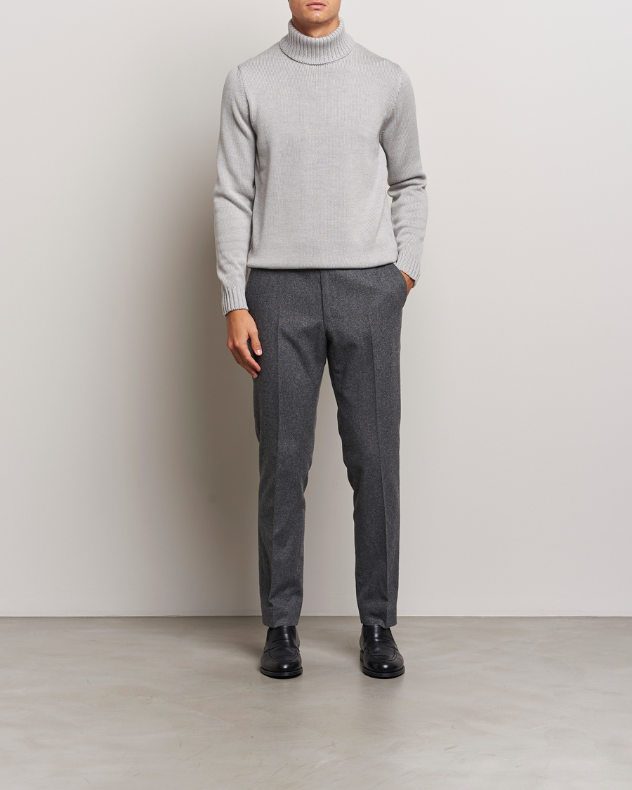 Zanone Virgin Merino Wool Rollneck Light Grey at CareOfCarl.com