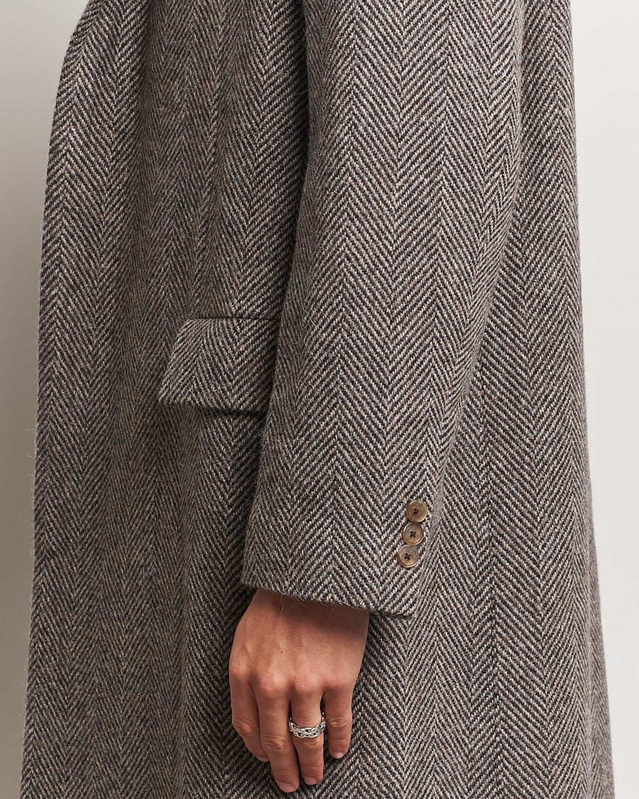 Auralee Wool Tweed Chesterfield Coat Khaki at CareOfCarl.com