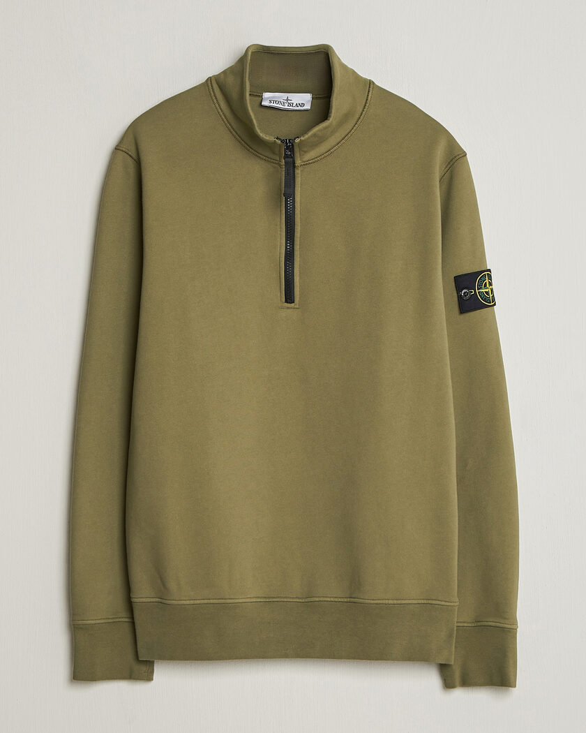 Stone Island Heavy Cotton Fleece Half Zip Sweatshirt Orange at
