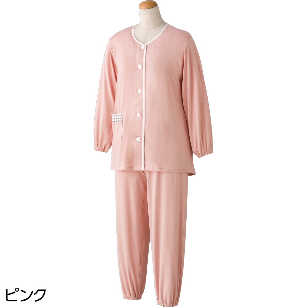 ケアファッションオンライン大きめボタンのびのびストレッチパジャマ