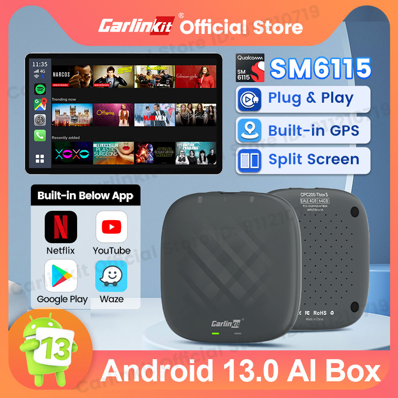 CarlinKit QCM 6115 Wireless CarPlay Android TV Ai Box For Netflix