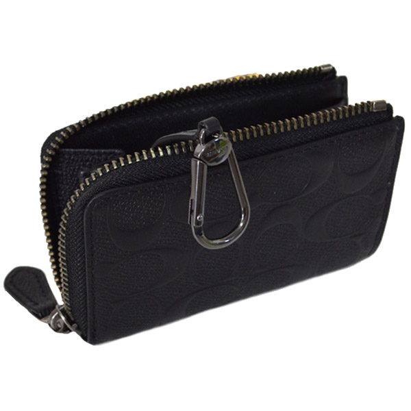 COACH】コーチ エンボスド レザー シグネチャー ジップ キーリング付き