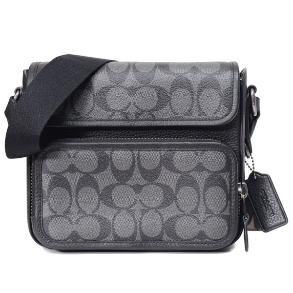 COACH】コーチ メンズ コーティングキャンバス レザー シグネチャー