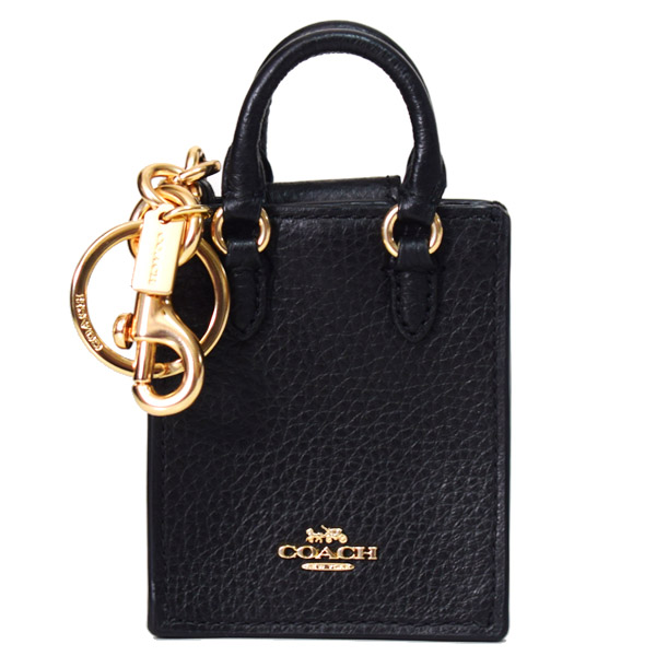COACH】コーチ キーホルダー ペブルレザー ミニ ノースサウス トート