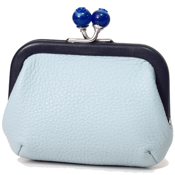 COACH】コーチ ぺブルレザー キスロック がま口 ノラ ブルーベリー