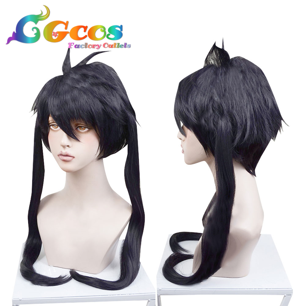 コスプレウィッグ 炎炎ノ消防隊 環古達 第8特殊消防隊 黒髪のツインテール