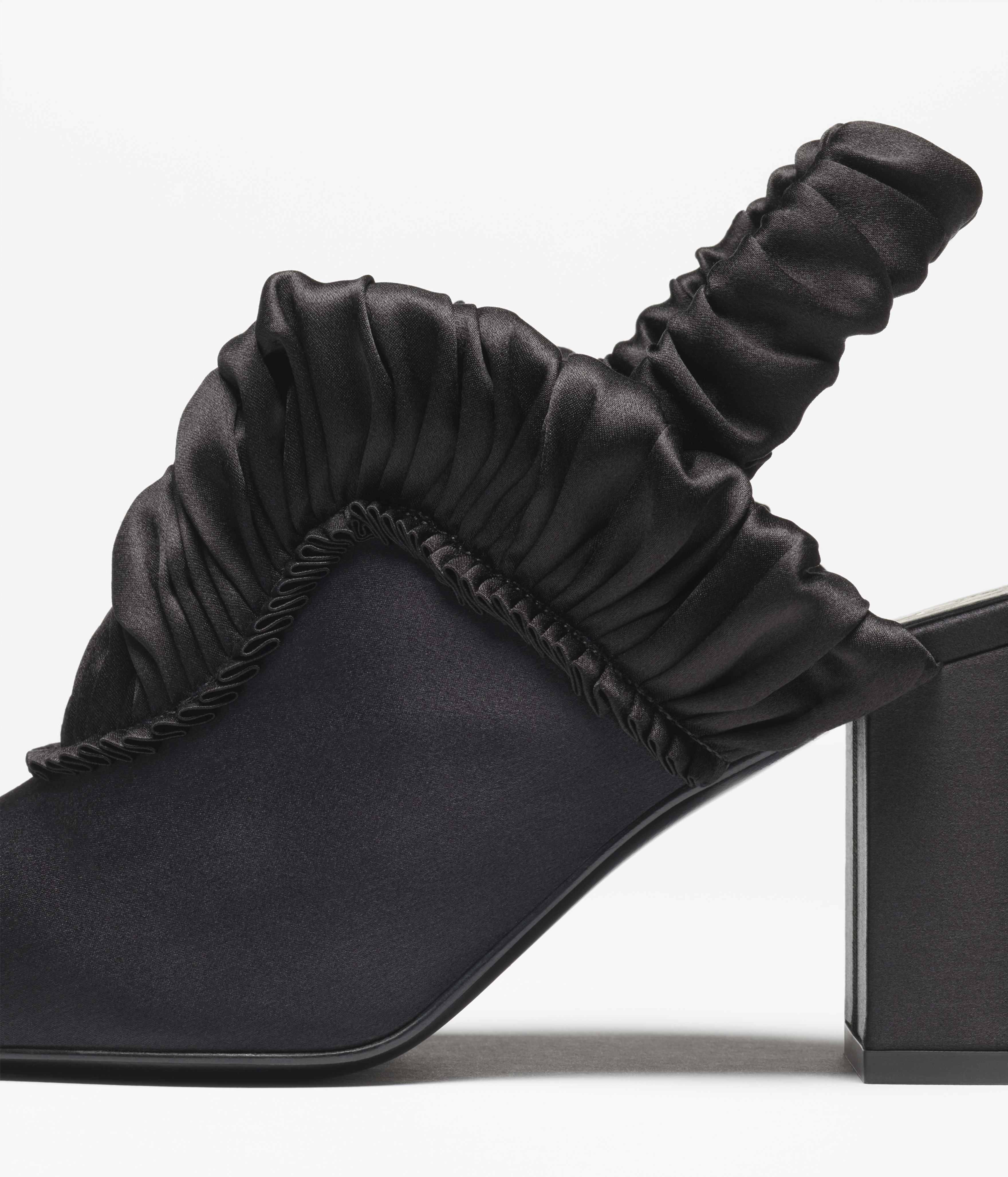 スリングバック シューズ - シルク サテン & グログラン、ブラック