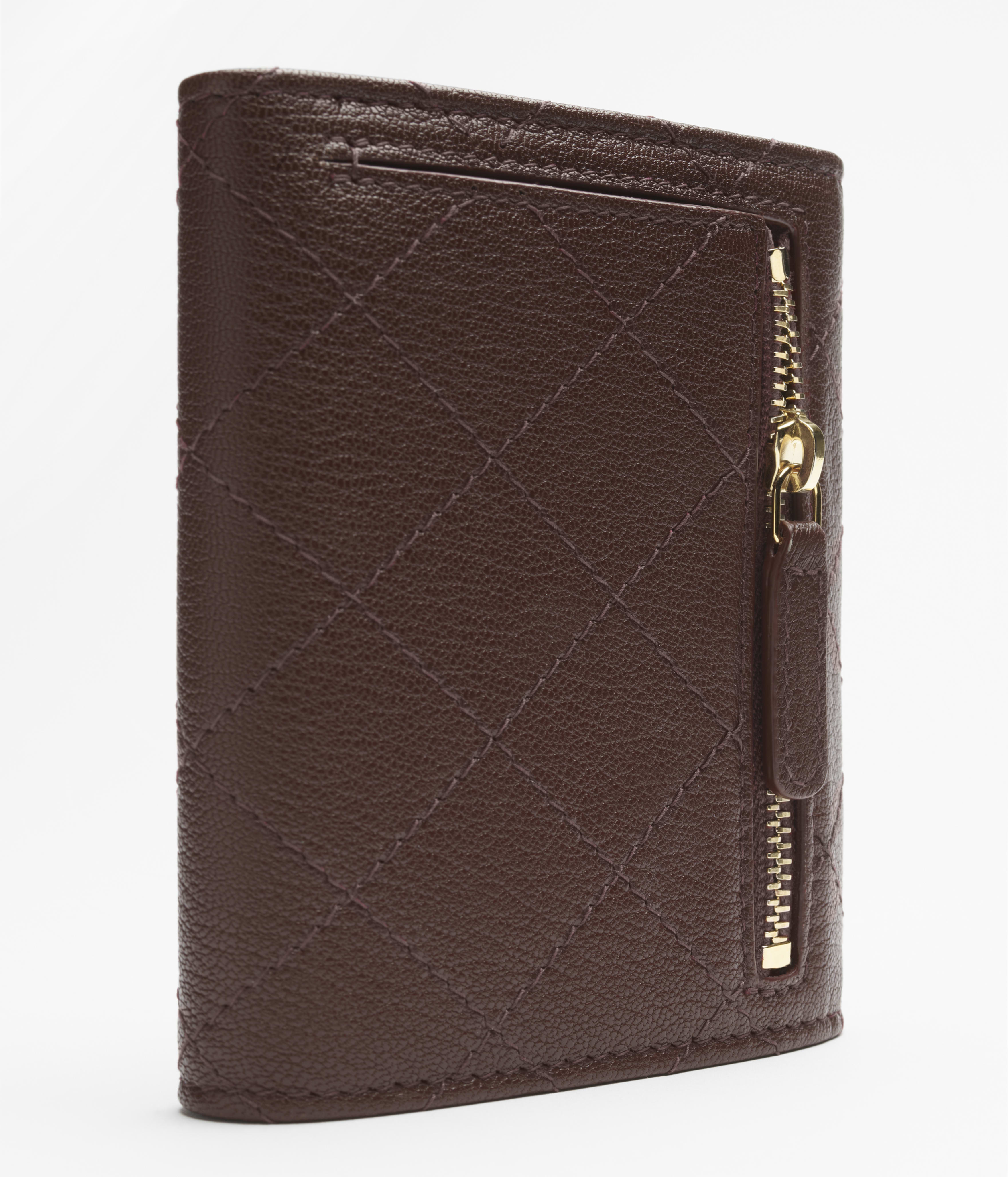 スモール フラップ ウォレット - グレインド ゴートスキン、ブラウン