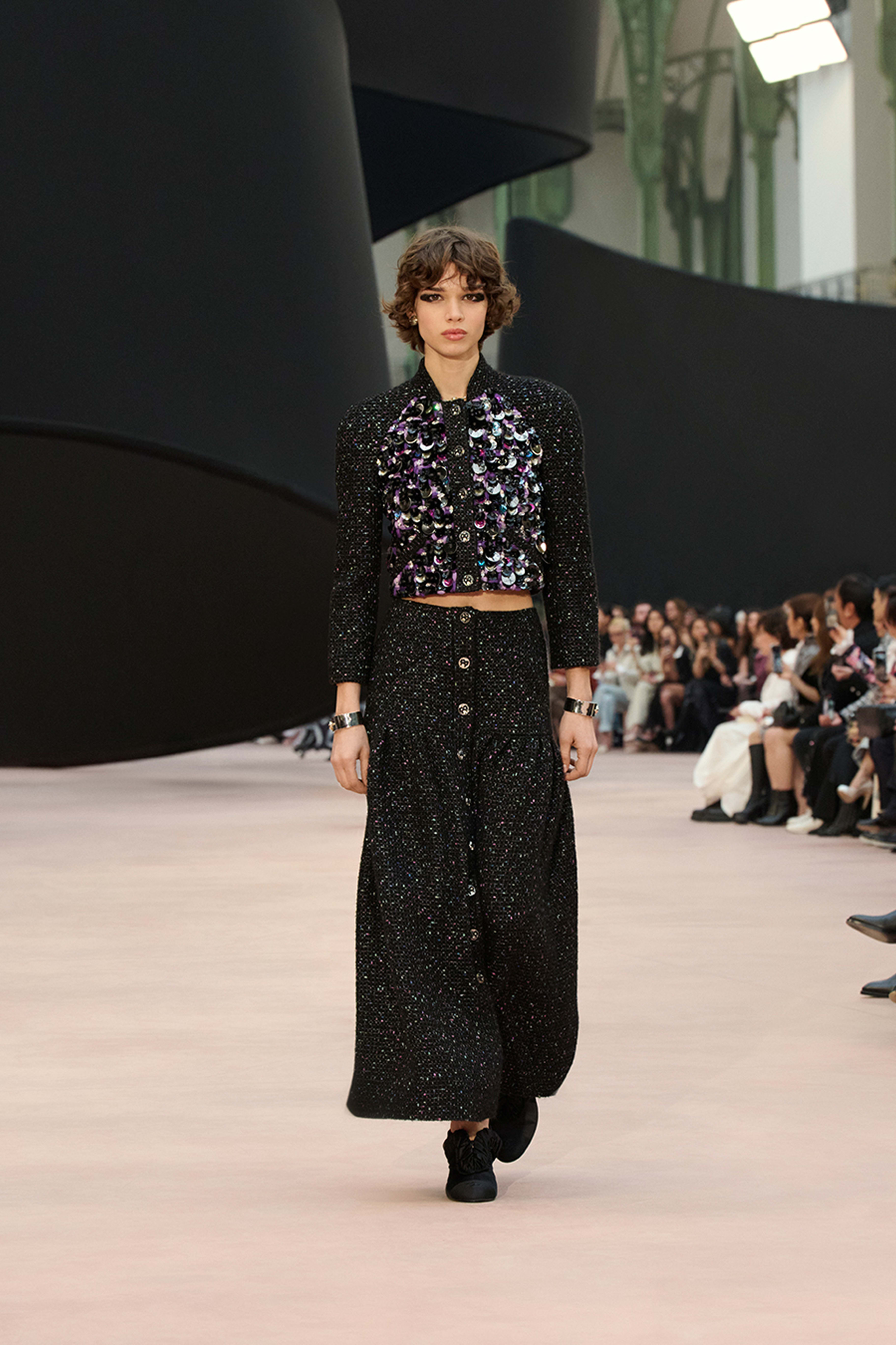 ジャケット - スパンコール エンブロイダリー ウール ツイード