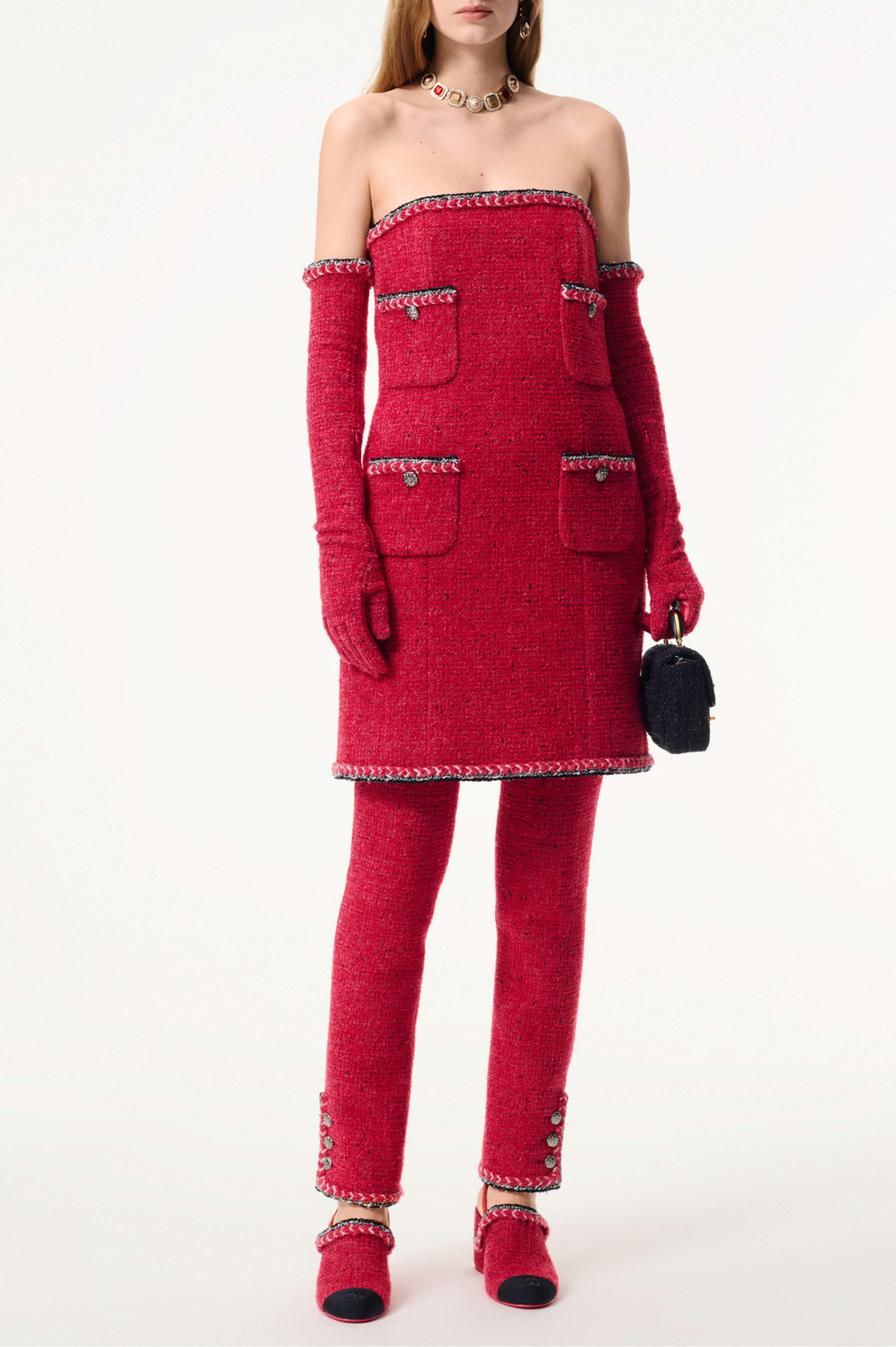 ドレス - ツイード、レッド & ブラック — ファッション | CHANEL シャネル