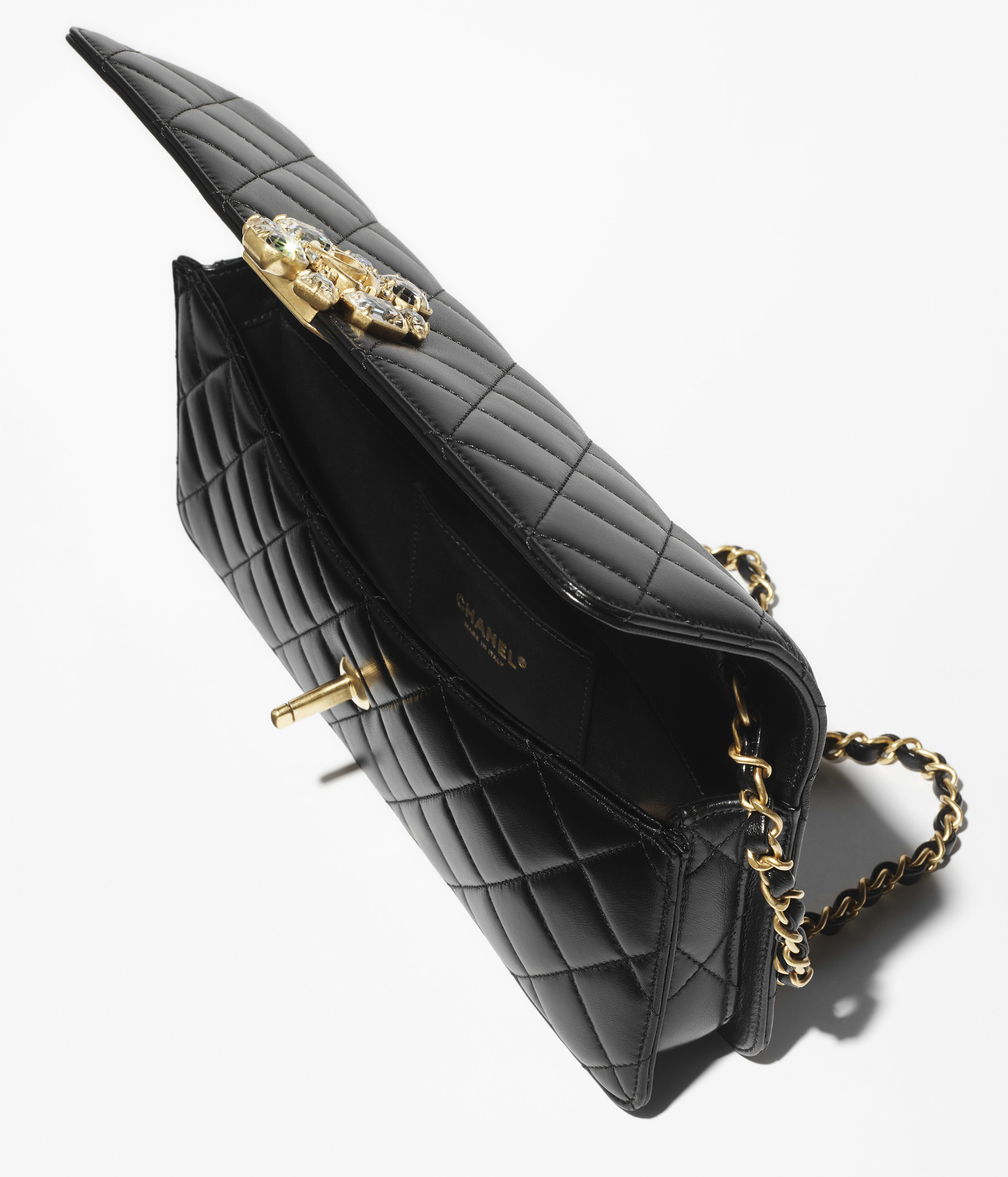 クラッチ バッグ、ラムスキン、ブラック — ファッション | CHANEL シャネル