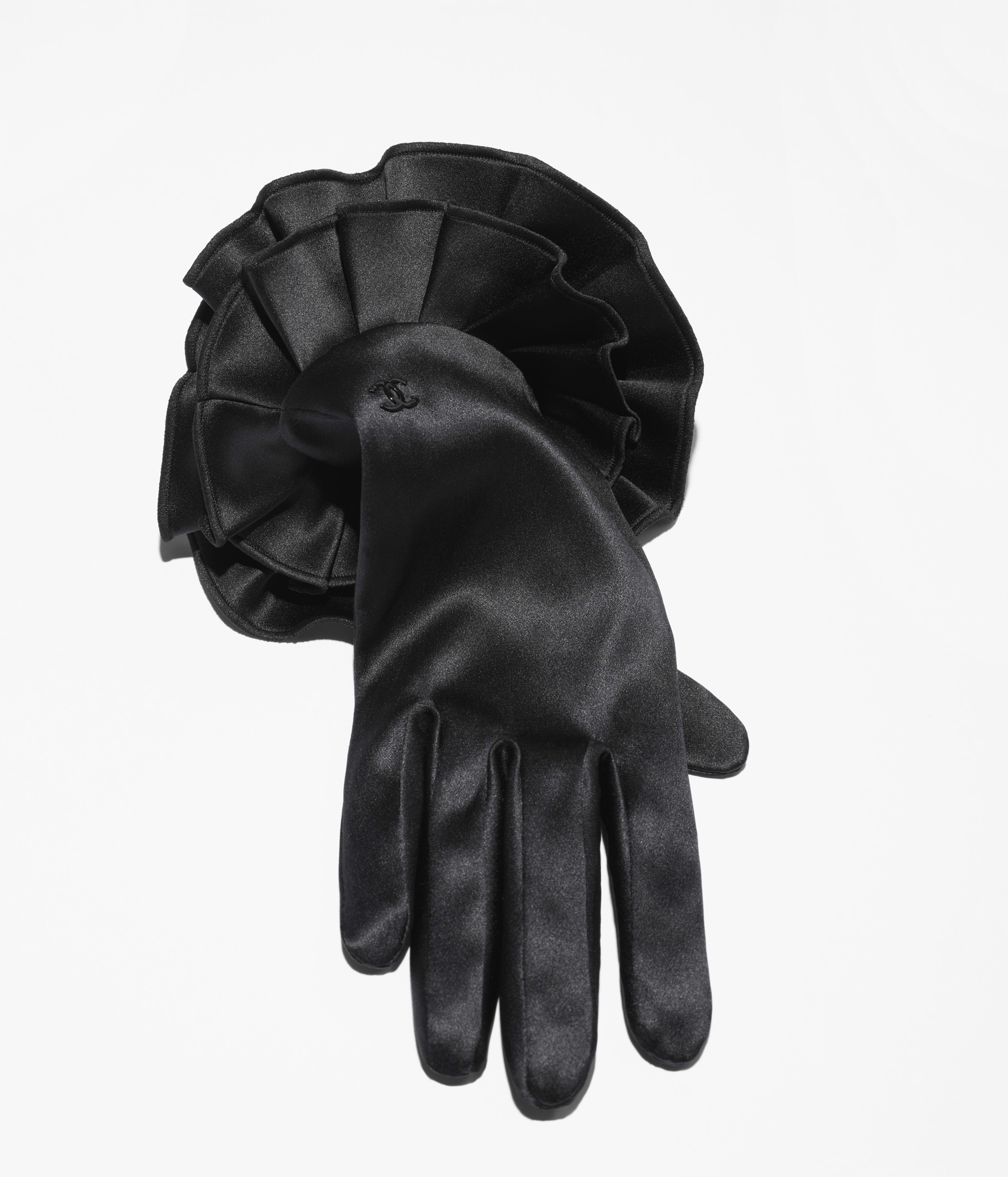 グローブ - シルク サテン、ブラック — ファッション | CHANEL シャネル