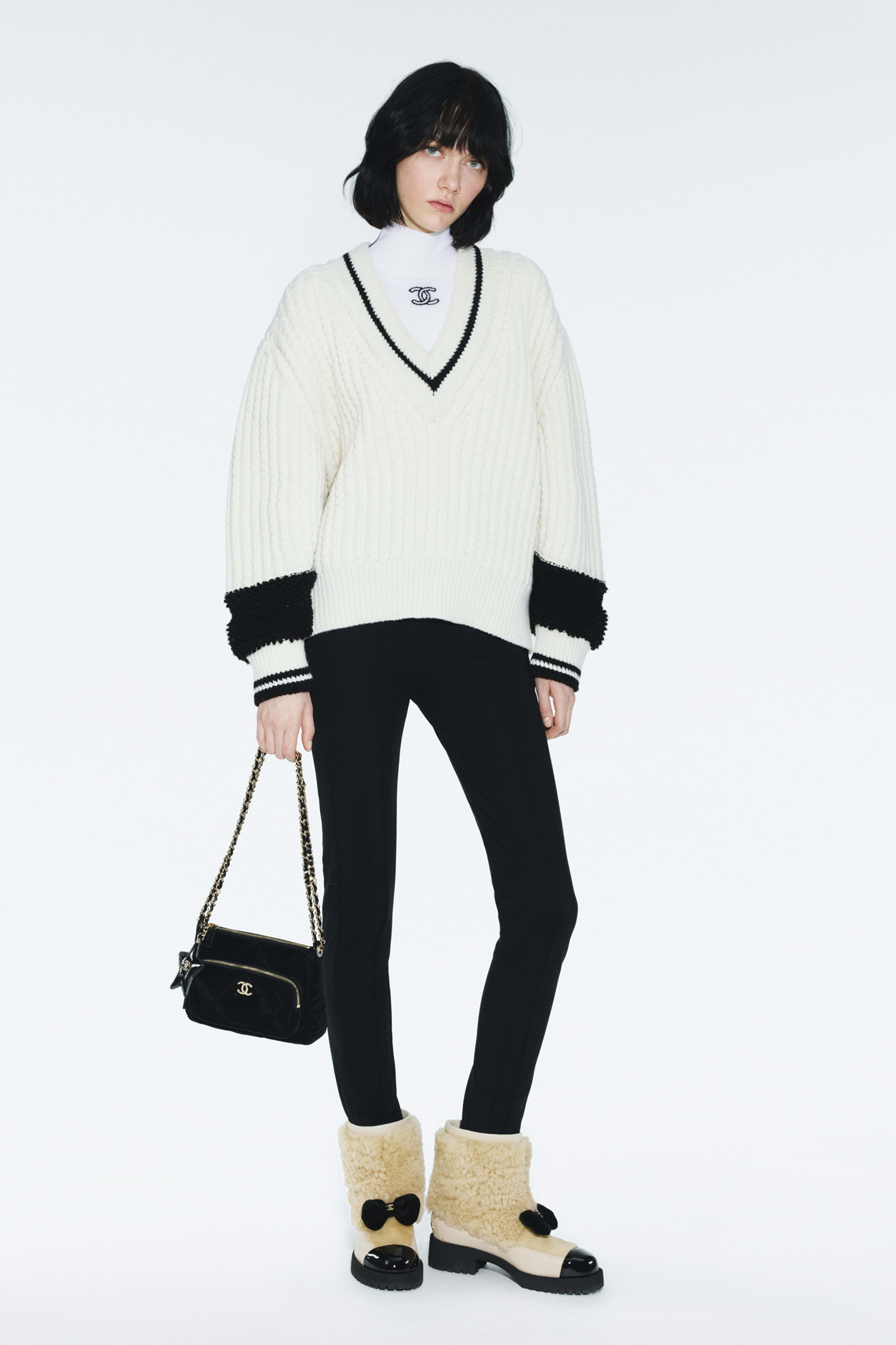 プルオーバー - ウール、エクリュ & ブラック — ファッション | CHANEL