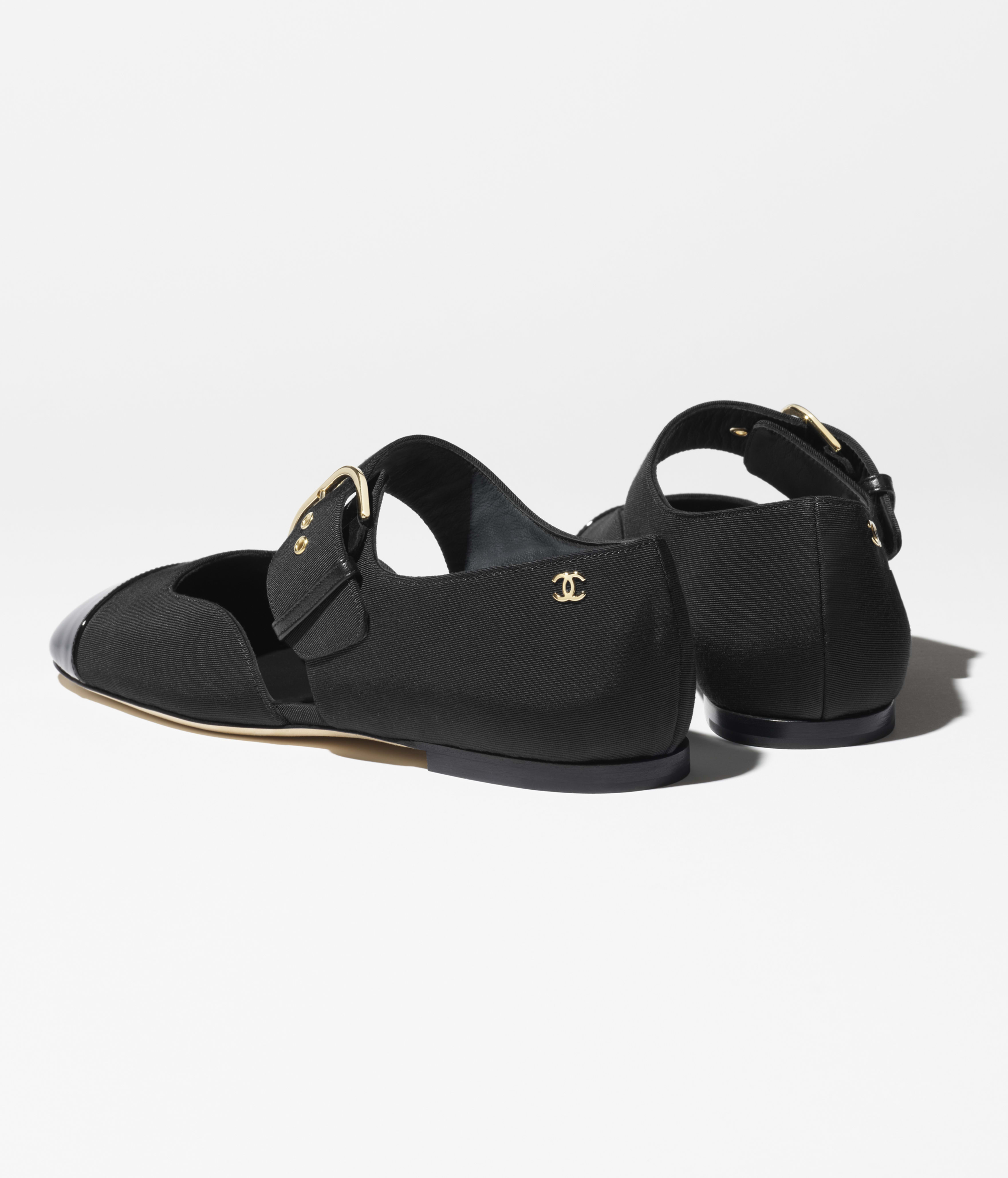 メリージェーン - グログラン & パテント カーフスキン、ブラック