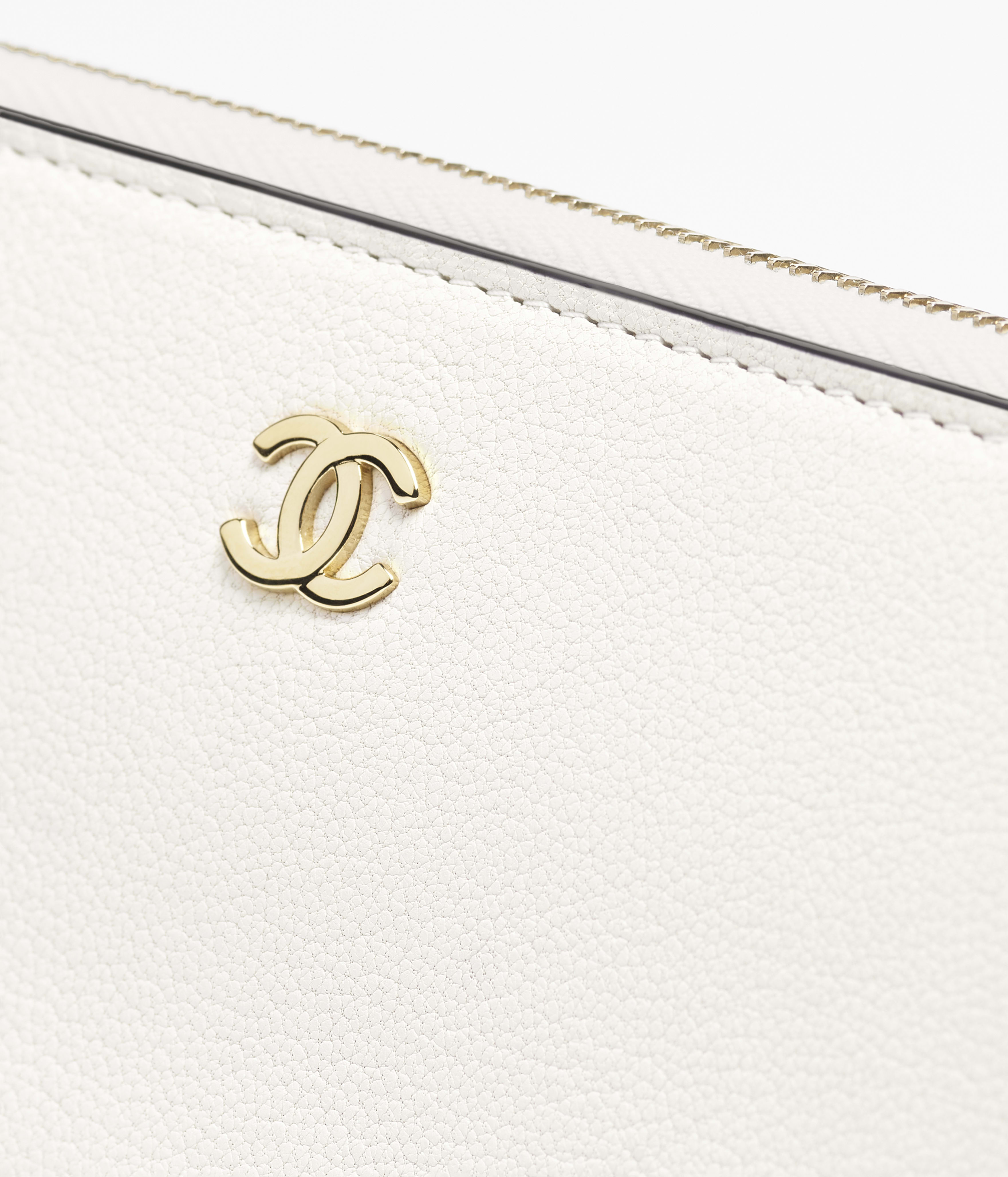 ロング ジップ ウォレット - グレインド ゴートスキン、ホワイト