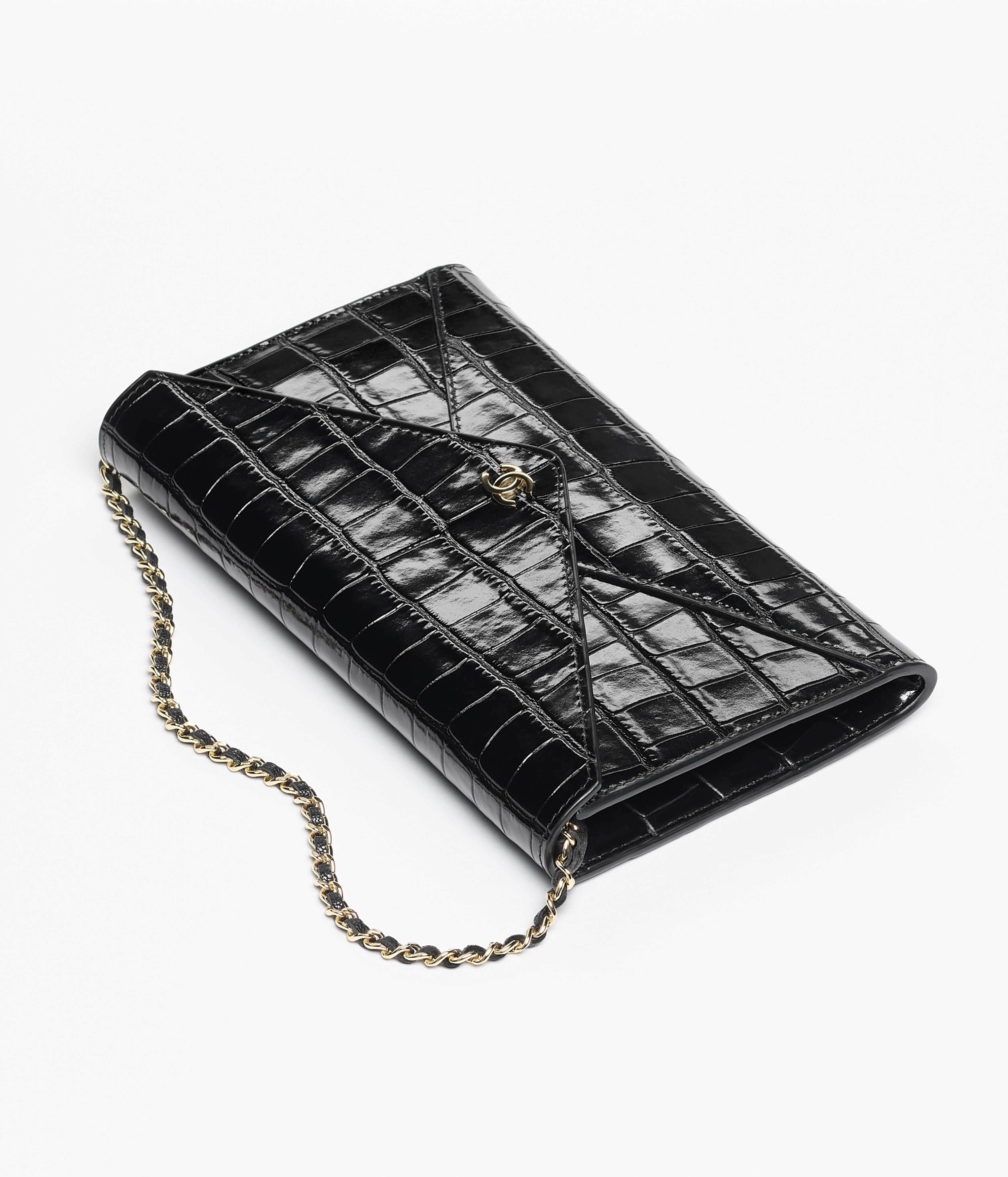 ストラップ クラッチ バッグ - クロコダイル エンボス カーフスキン