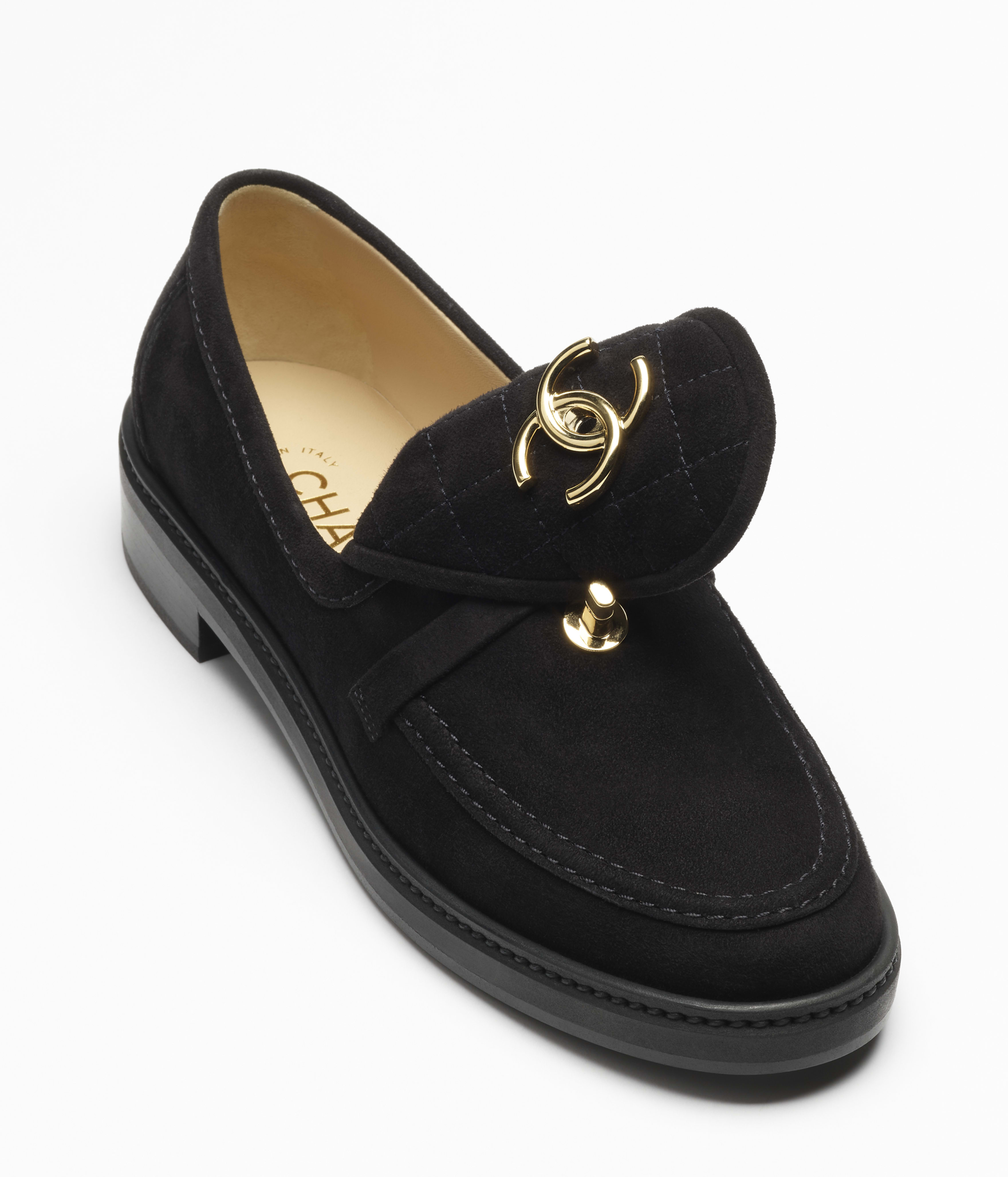 ローファー - スエード キッドスキン、ブラック — ファッション