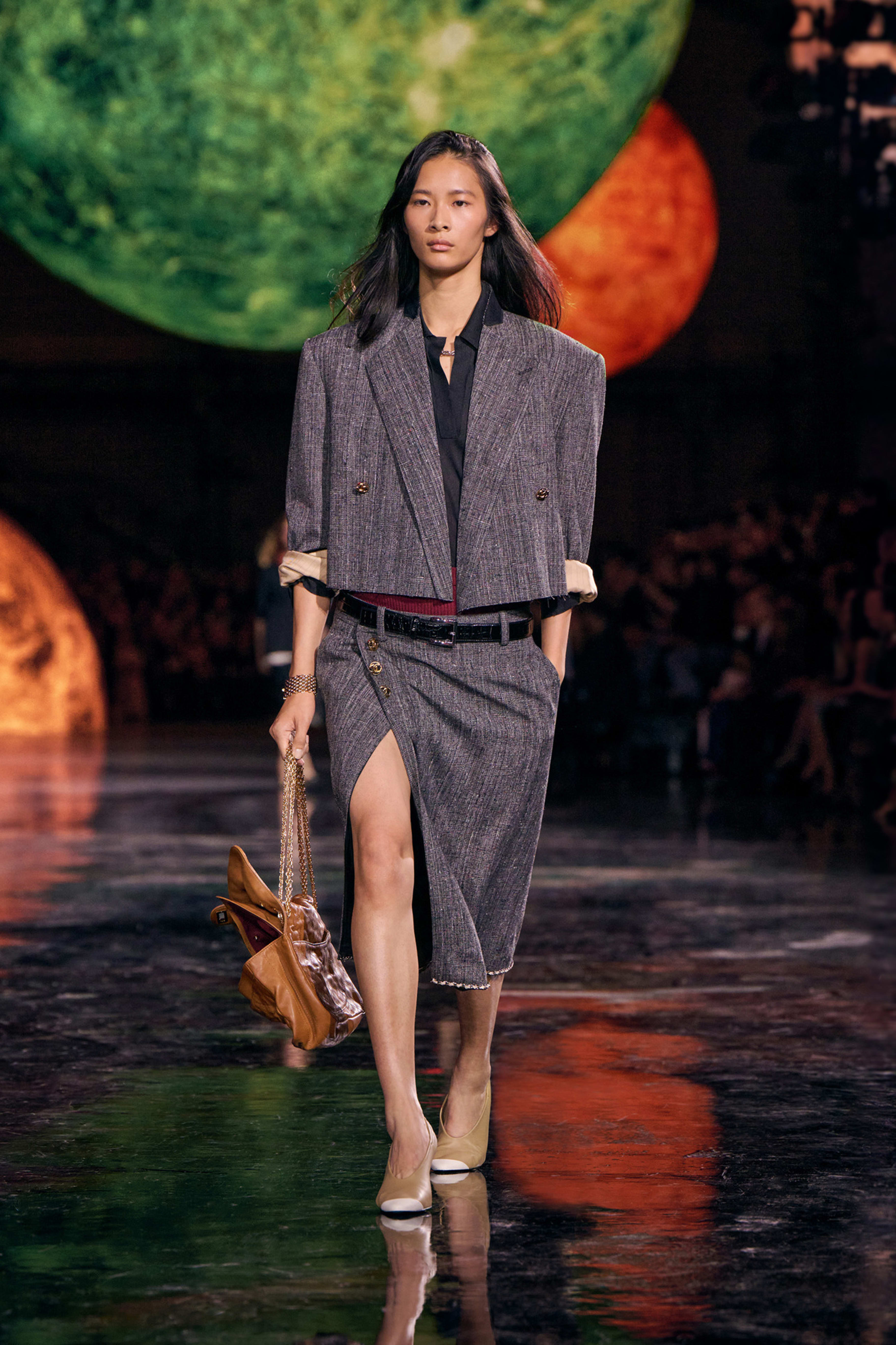 ミディ スカート - ミックス ファイバー、ダークグレー — ファッション