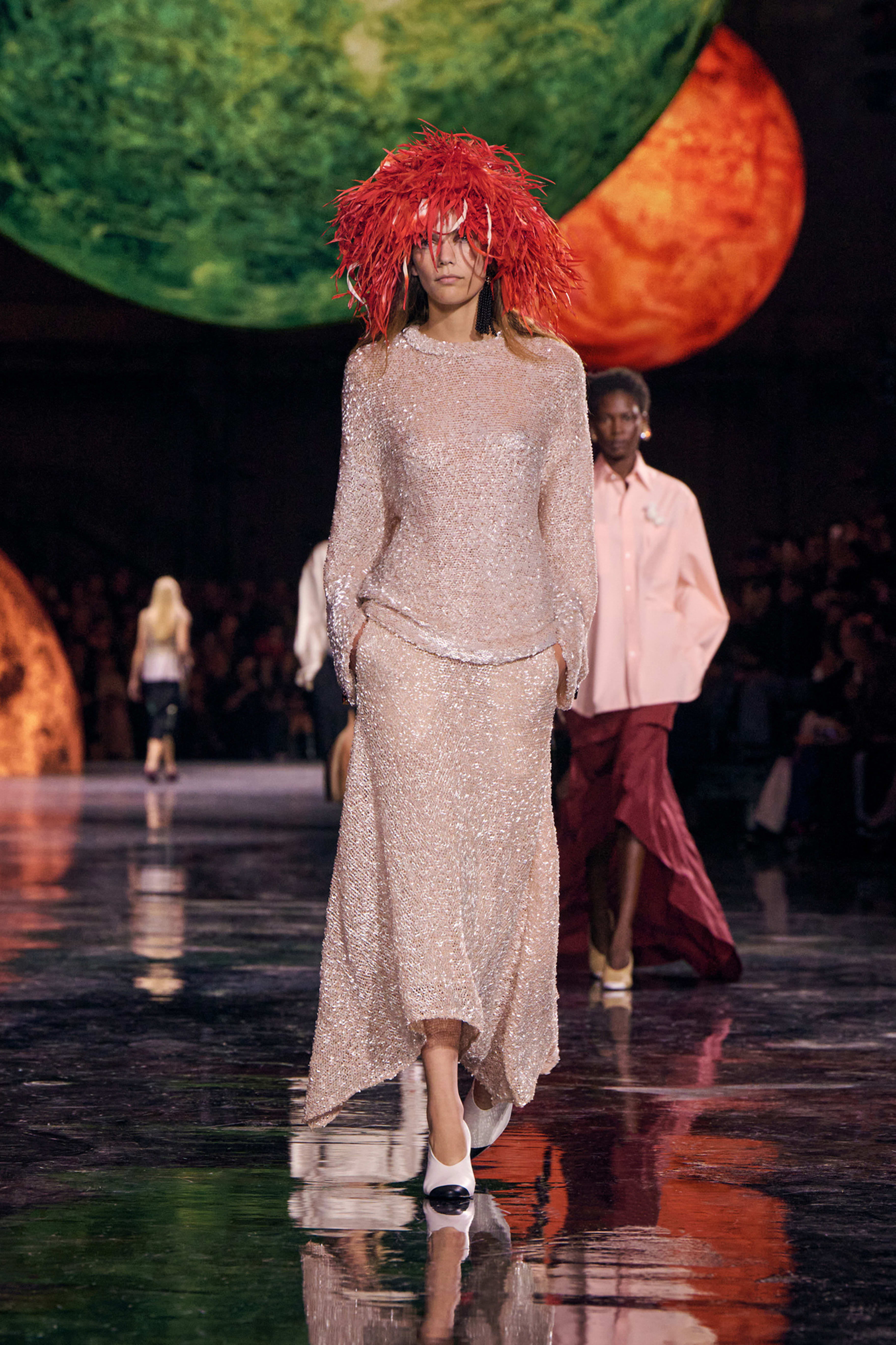 ロングスリーブ ブラウス - ミックス ファイバー、エッグシェル