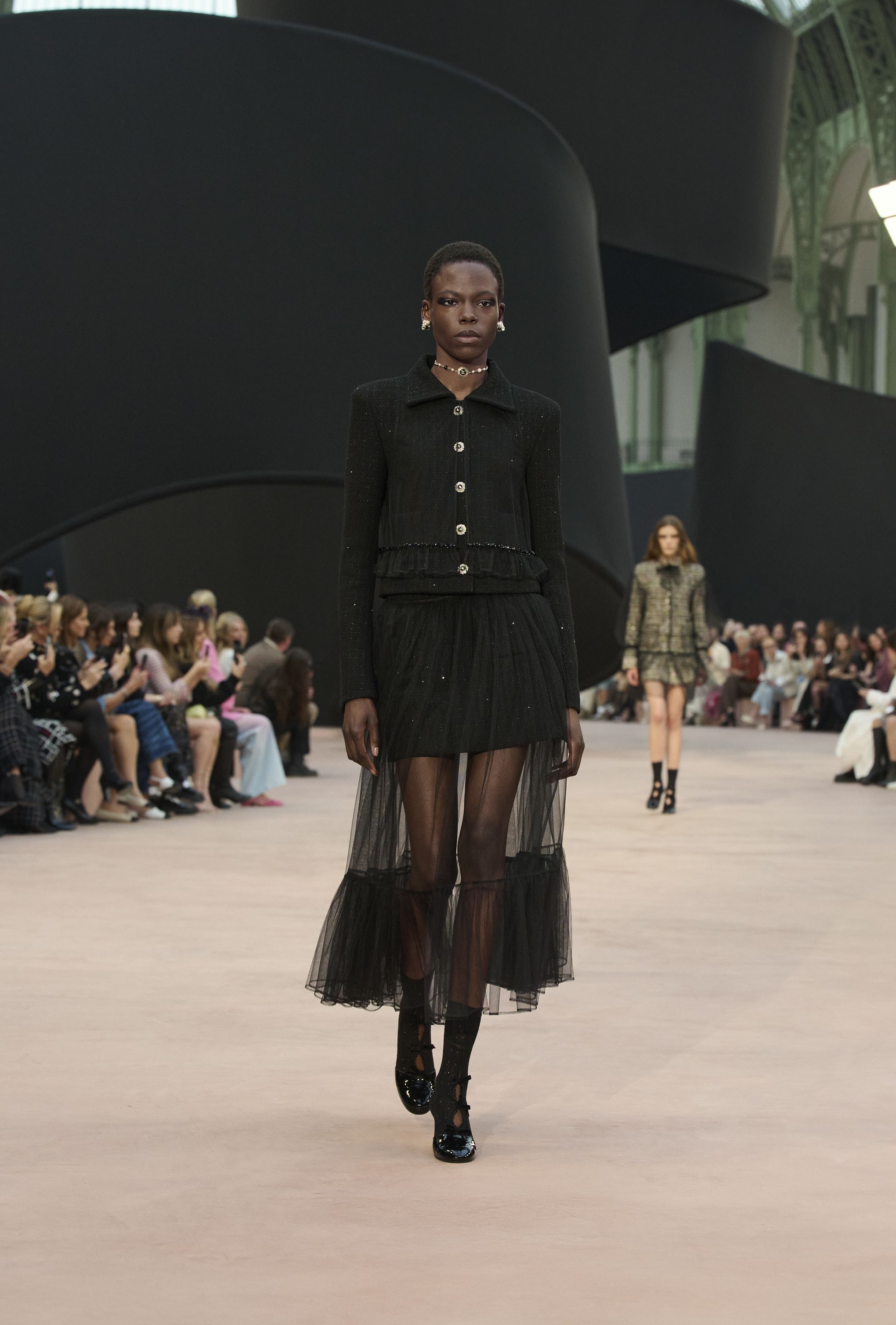 Jacket - Glittered wool tweed, black — Fashion | CHANEL