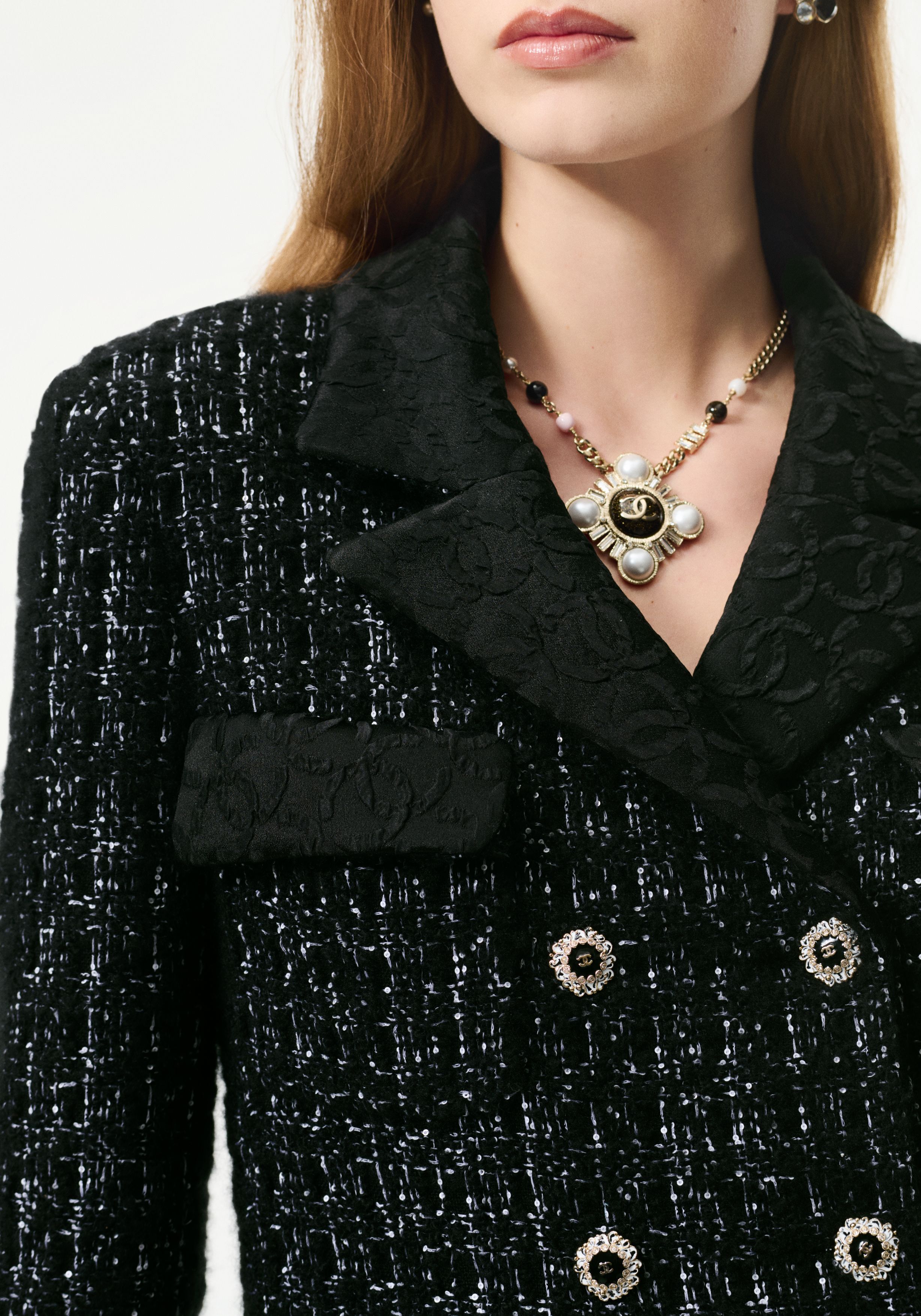 コート - カシミヤ ツイード、ブラック & ホワイト — ファッション