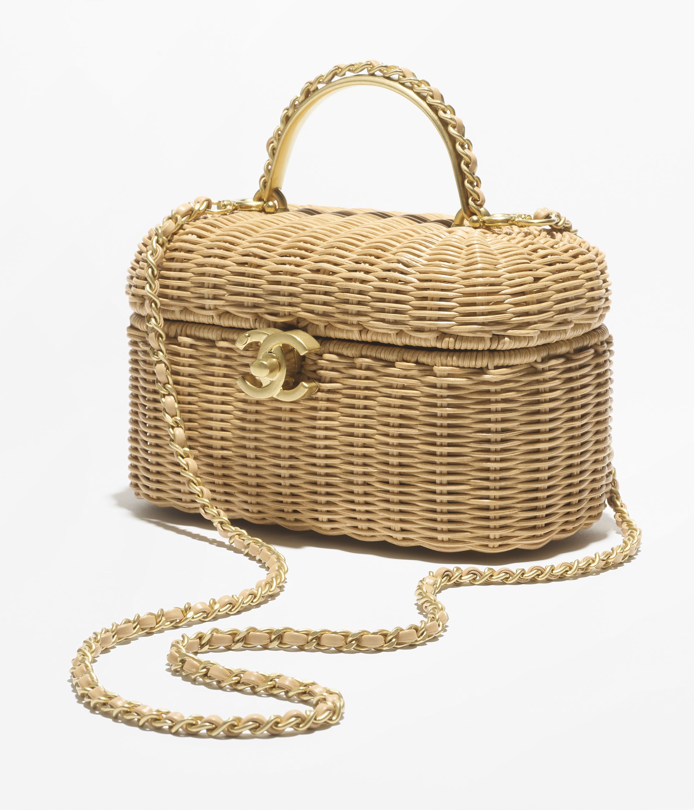 ヴァニティケース、ブレード ラタン、ベージュ — ファッション