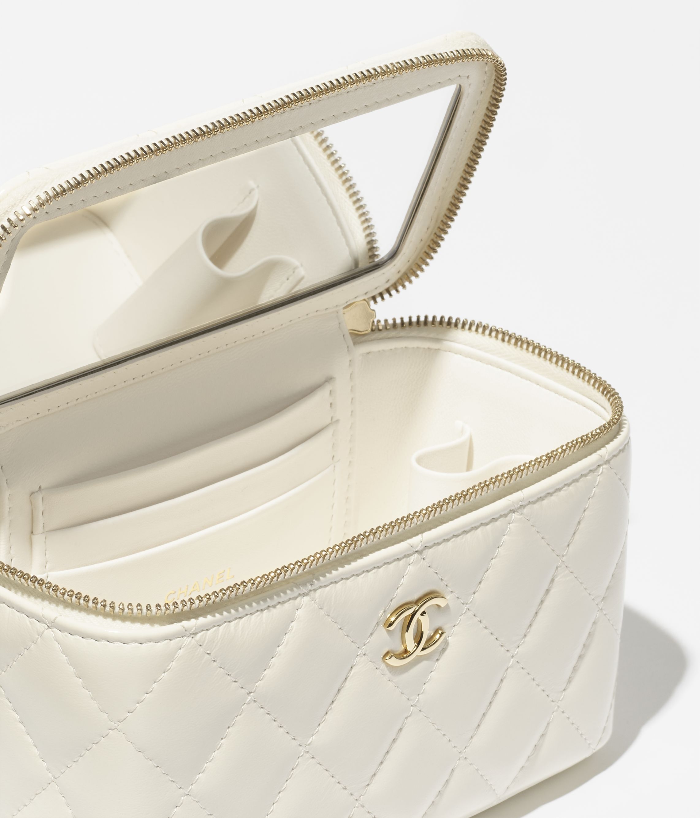 Long vanity with chain - Lambskin, tortoise-shell effect plexi