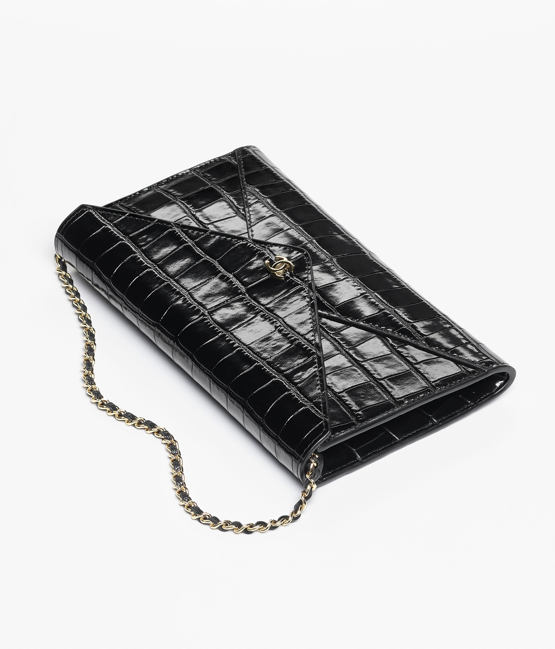 ストラップ クラッチ バッグ - クロコダイル エンボス カーフスキン