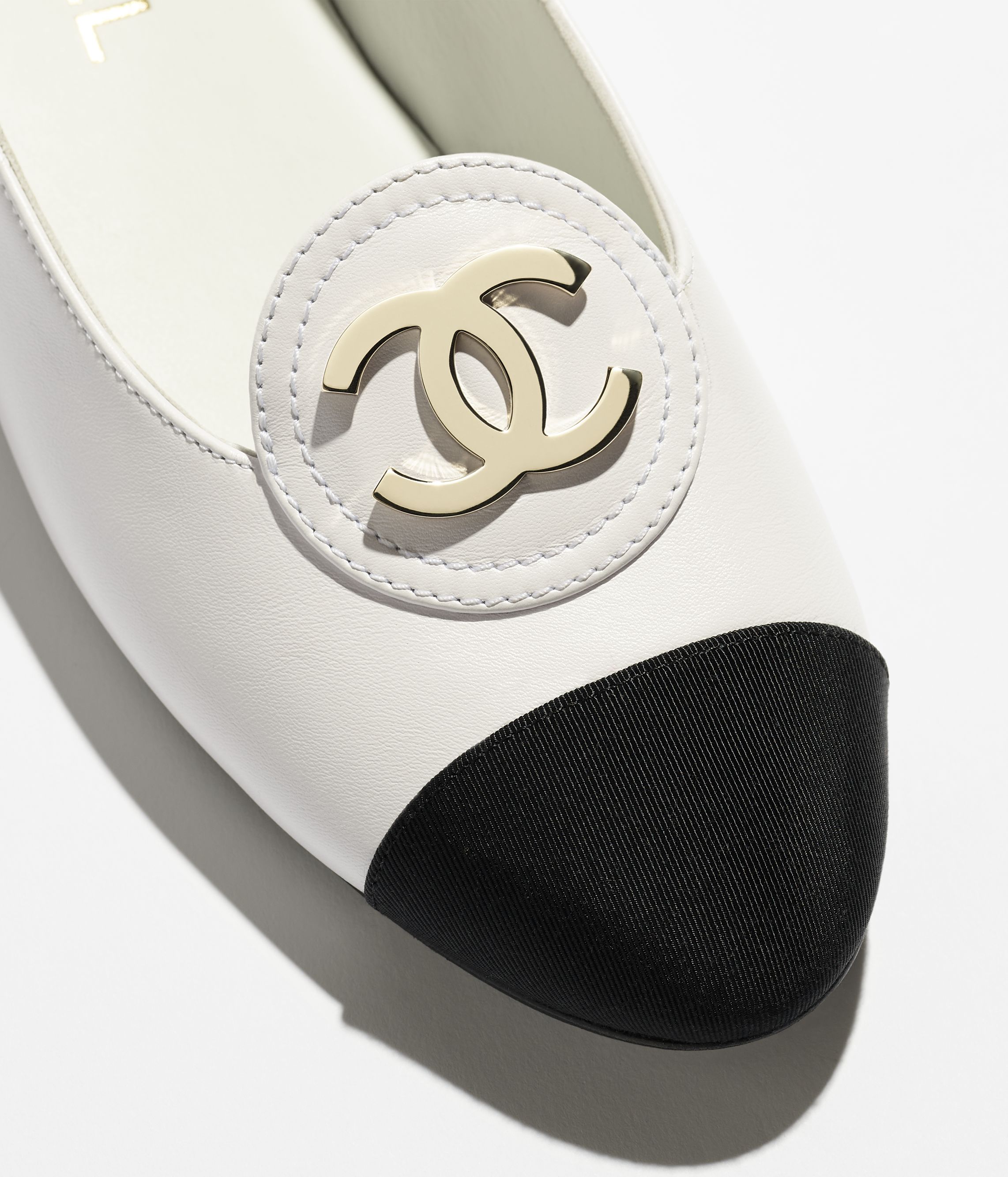 Moccasins - Calfskin & grosgrain, white & black — Fashion | CHANEL