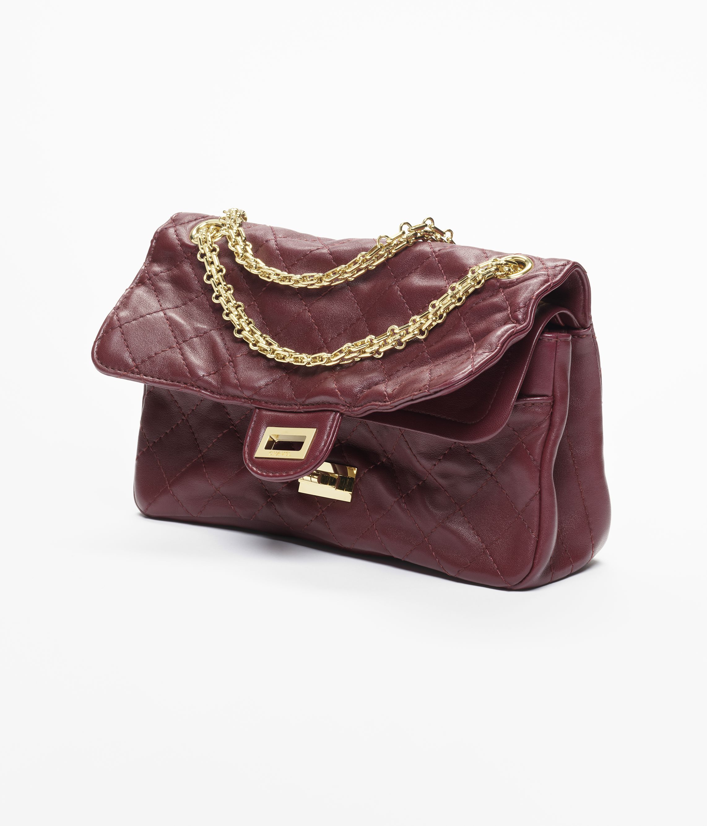 2.55 ハンドバッグ、ラムスキン、ダークバーガンディー — ファッション