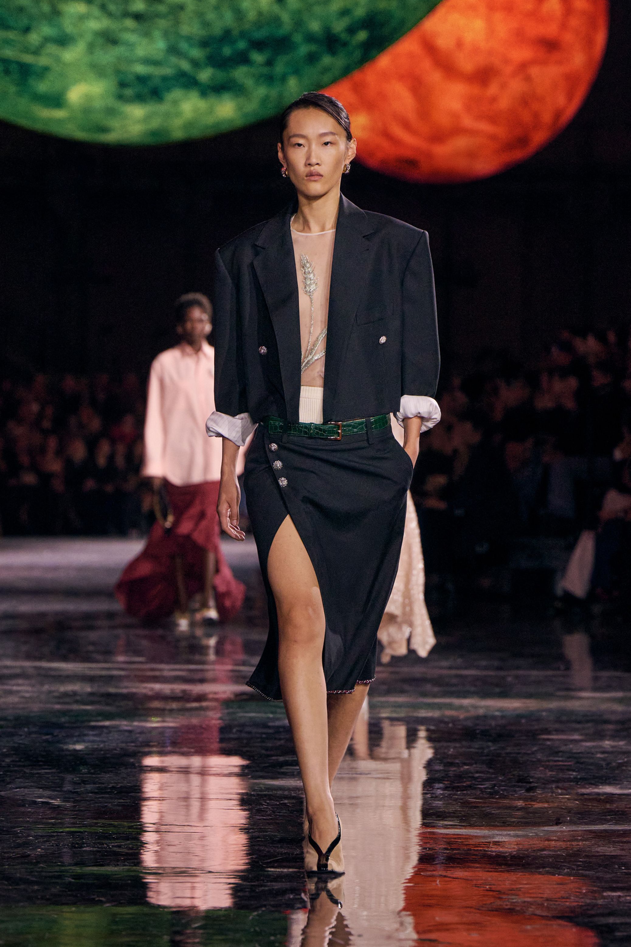 ミディ スカート - シルク ギャバジン、ブラック — ファッション