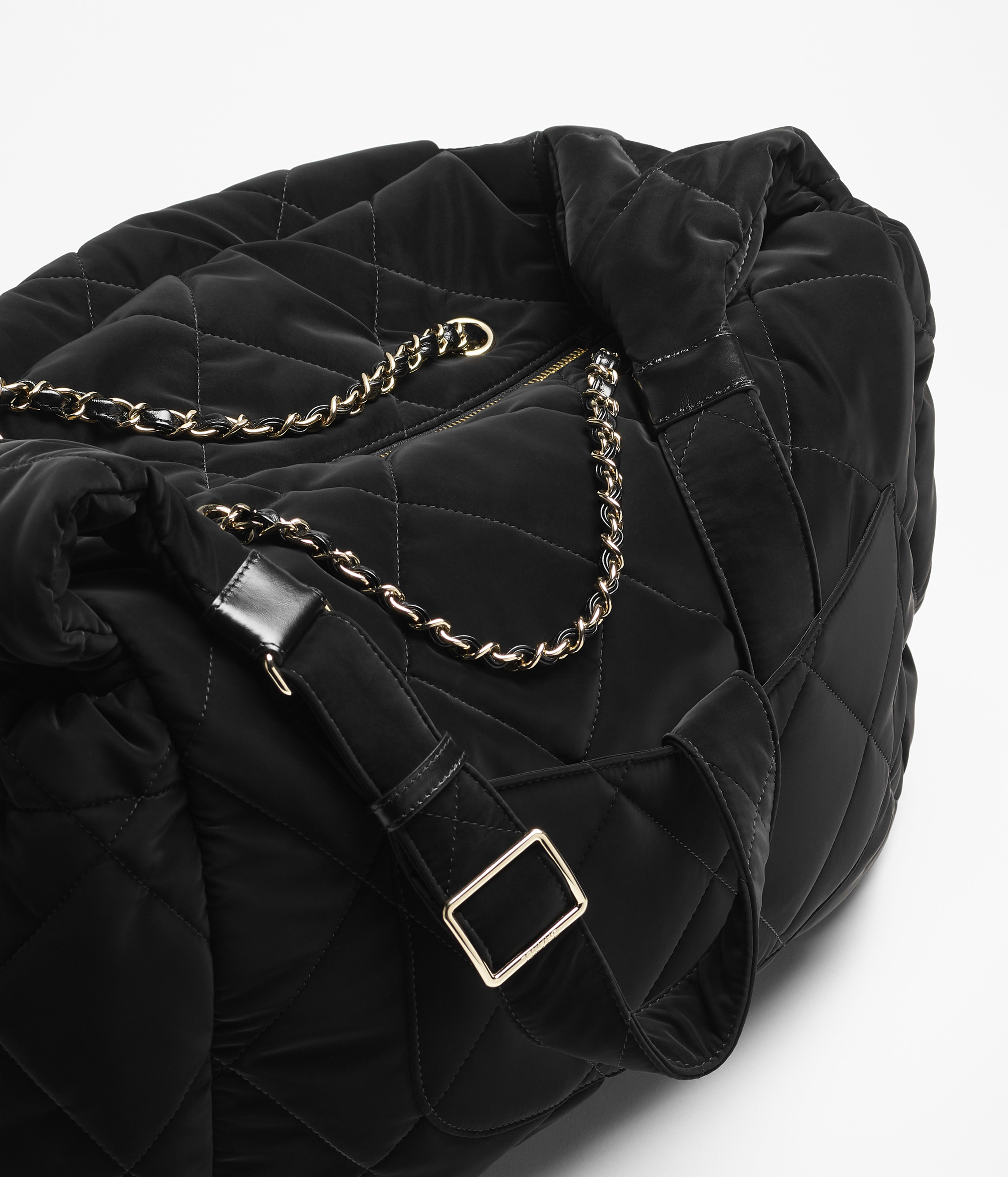 マキシ ボーリング バッグ、ベルベット エフェクト ナイロン、ブラック