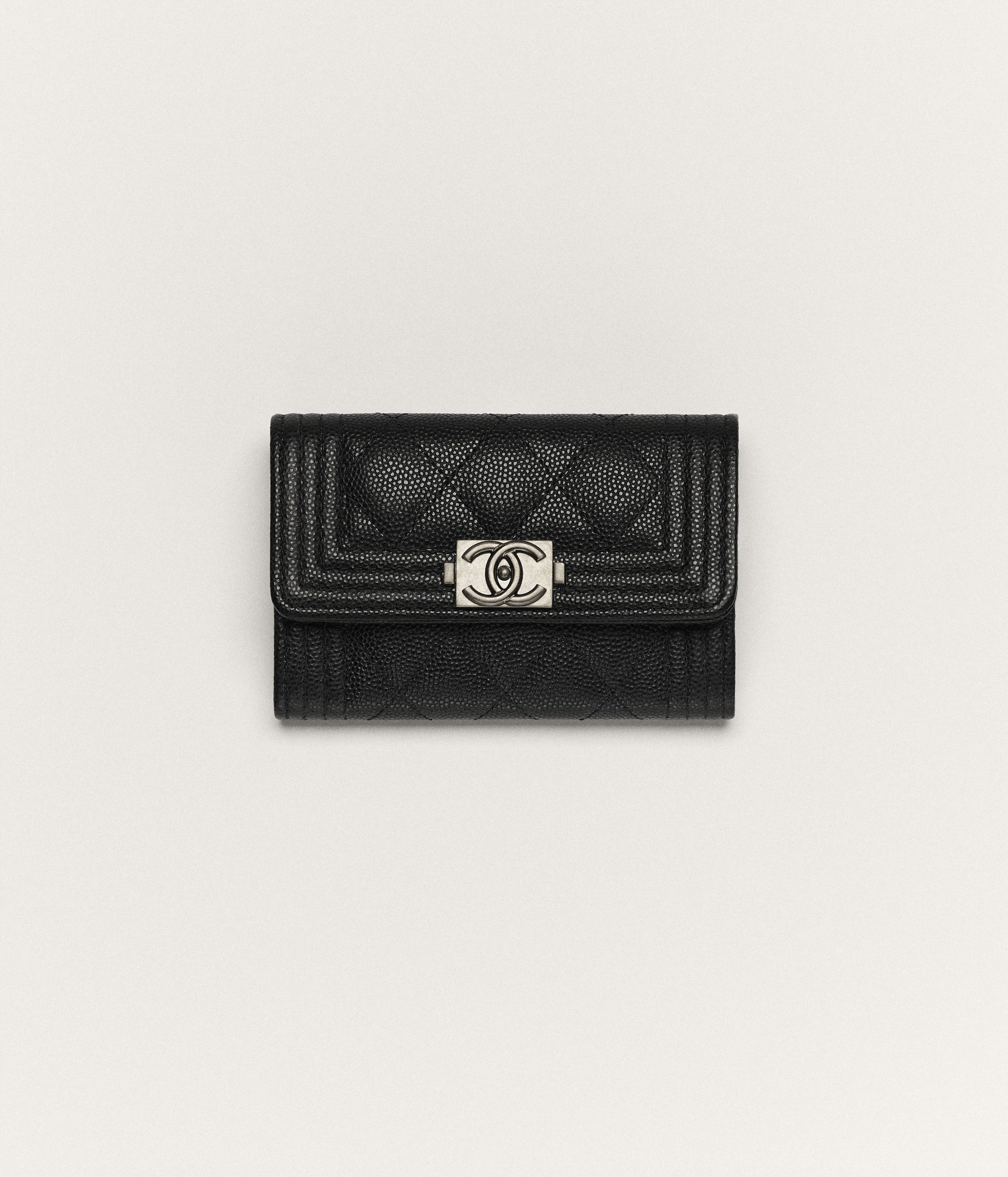 Classic zipped coin purse - Grained calfskin & silver-tone metal