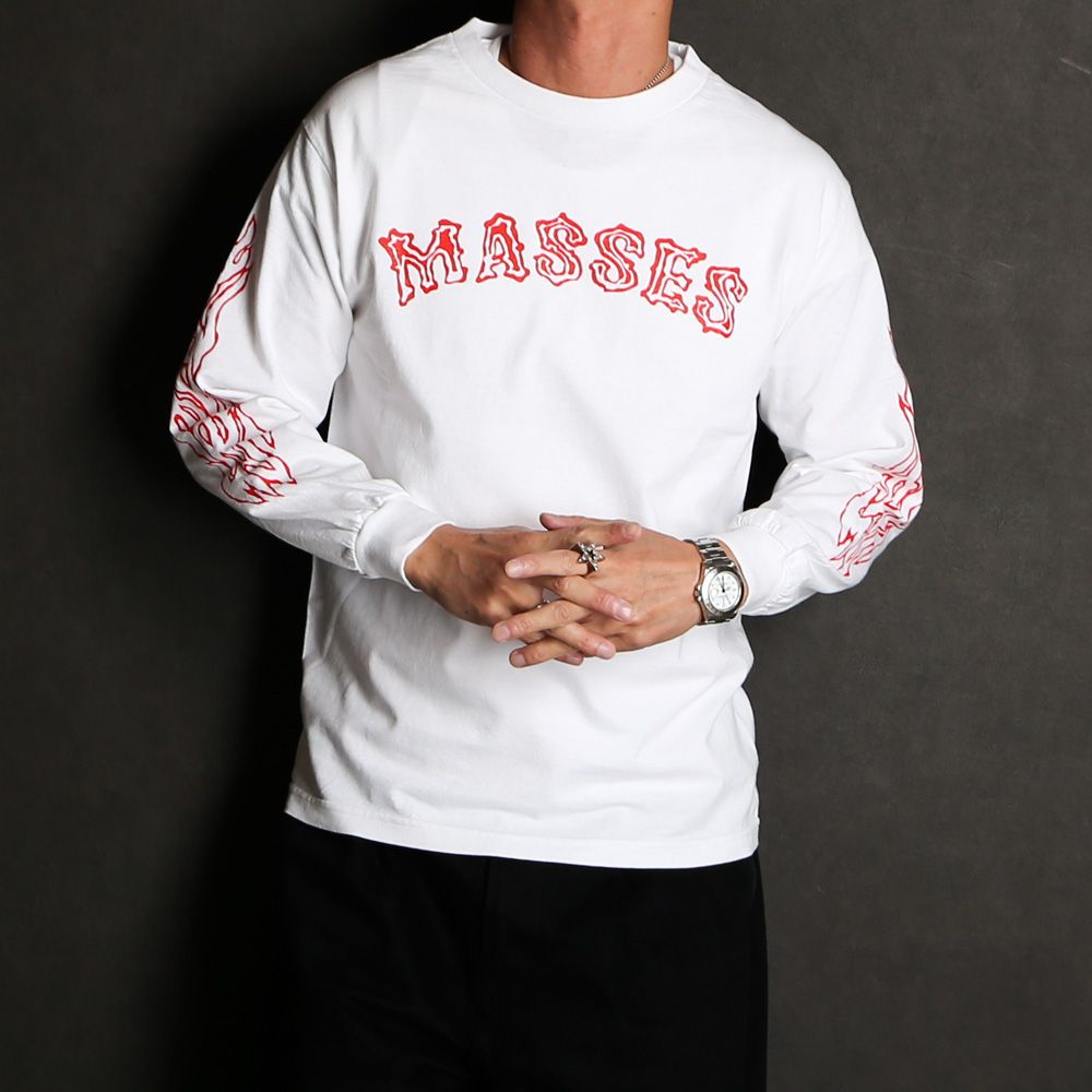 MASSES - 【ラスト1点-サイズS】T-SHIRT L/S TWIN SKULL - White