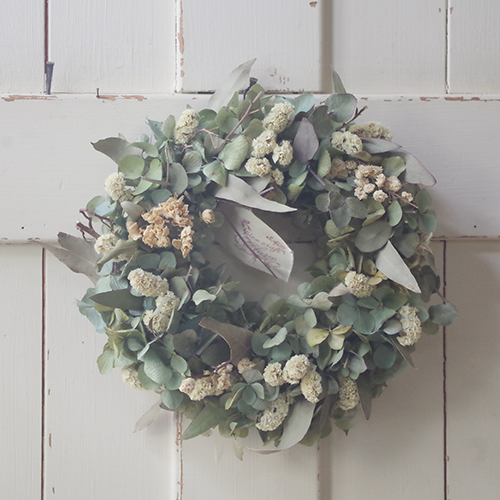 ユーカリとスターチスのナチュラルあじさいリース*ドライフラワー