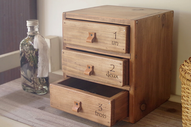 ヴィンテージ風木製ドロワーラック｜アンティーク風木製小引き出し