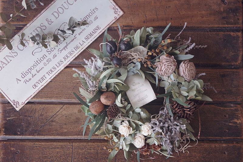 ソーラーローズのボタニカルリース【定番品】｜ナチュラルなドライ