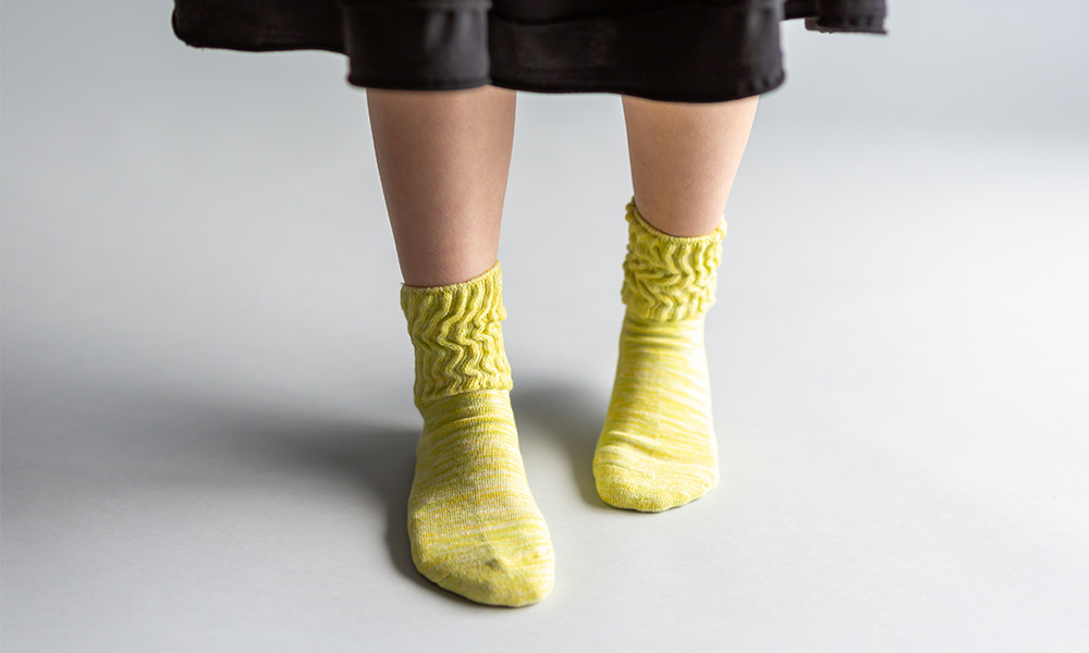 足首ゆったり マーブル編みソックス 2足組（22-24cm）【ネコポス送料