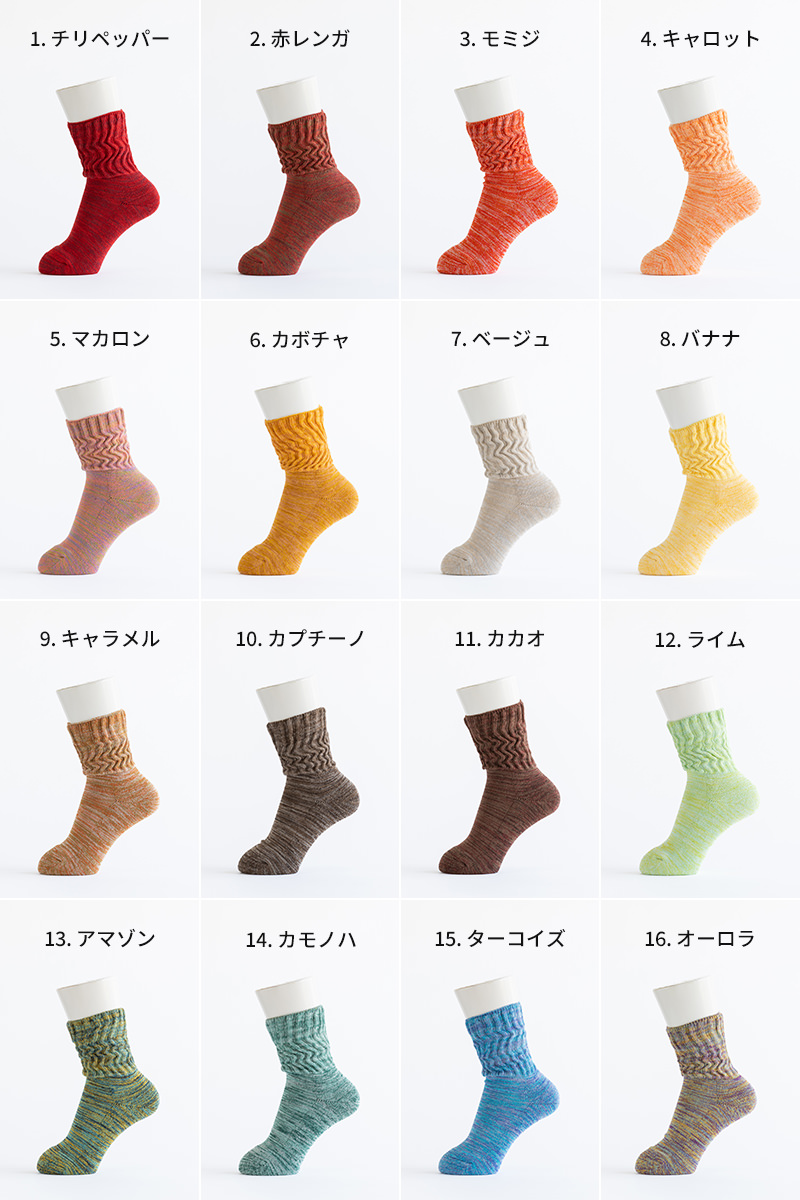 足首ゆったり マーブル編みソックス 2足組（22-24cm）【ネコポス送料