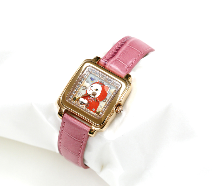 ワケあり】猫の腕時計 赤ずきん ピンクゴールド/ピンク｜猫グッズ・猫