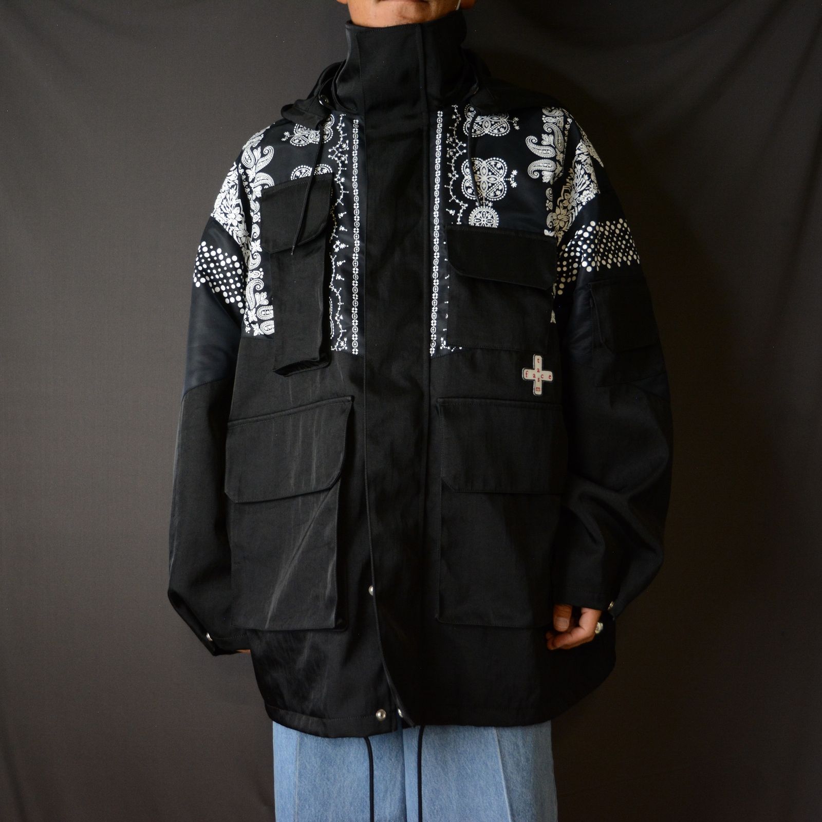 FACETASM - ORIGINAL BANDANA PRINT HIGH NECK JACKET （BLACK