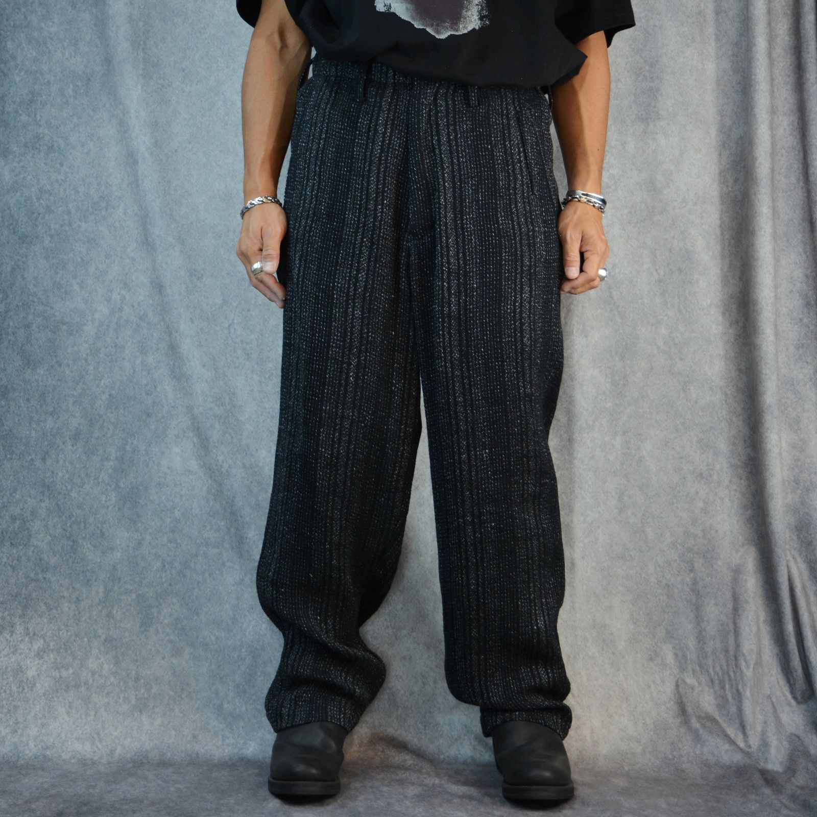 yohji yamamoto - C/L S.T B Z-STRIPE COIN POCKET WIDE PANTS (BLACK