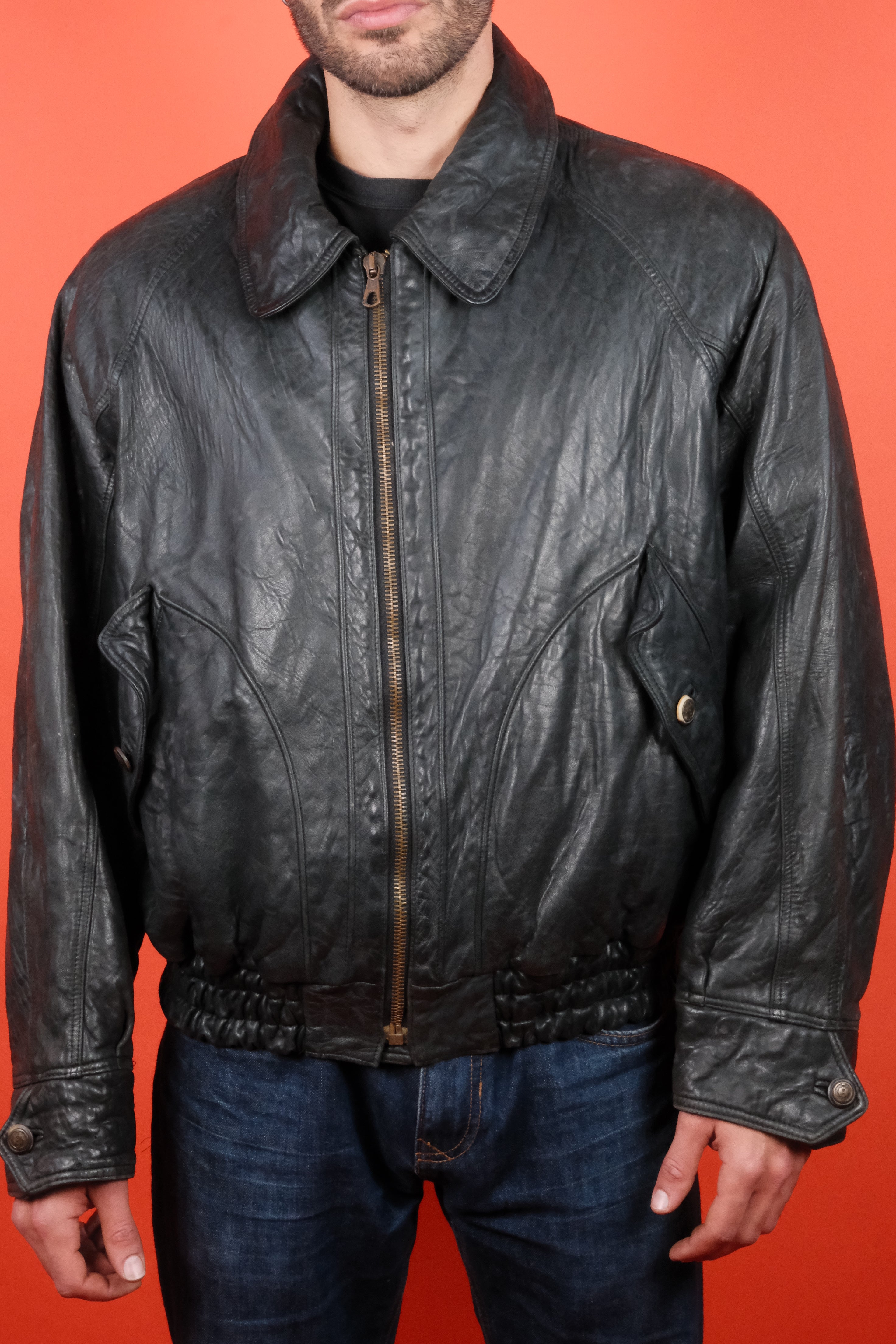 Hugo Boss Leather Jacket 'L/52' ~ Vintage Store Clochard92.com
