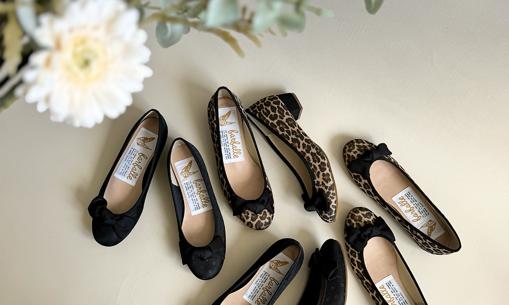 3cmヒールリボン付きバレエ（撥水） / バレエシューズブランドのファル