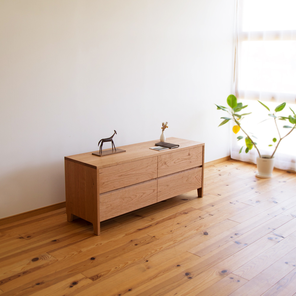 チェリー無垢材のオーダー ローチェスト（整理タンス）・C-332 家具