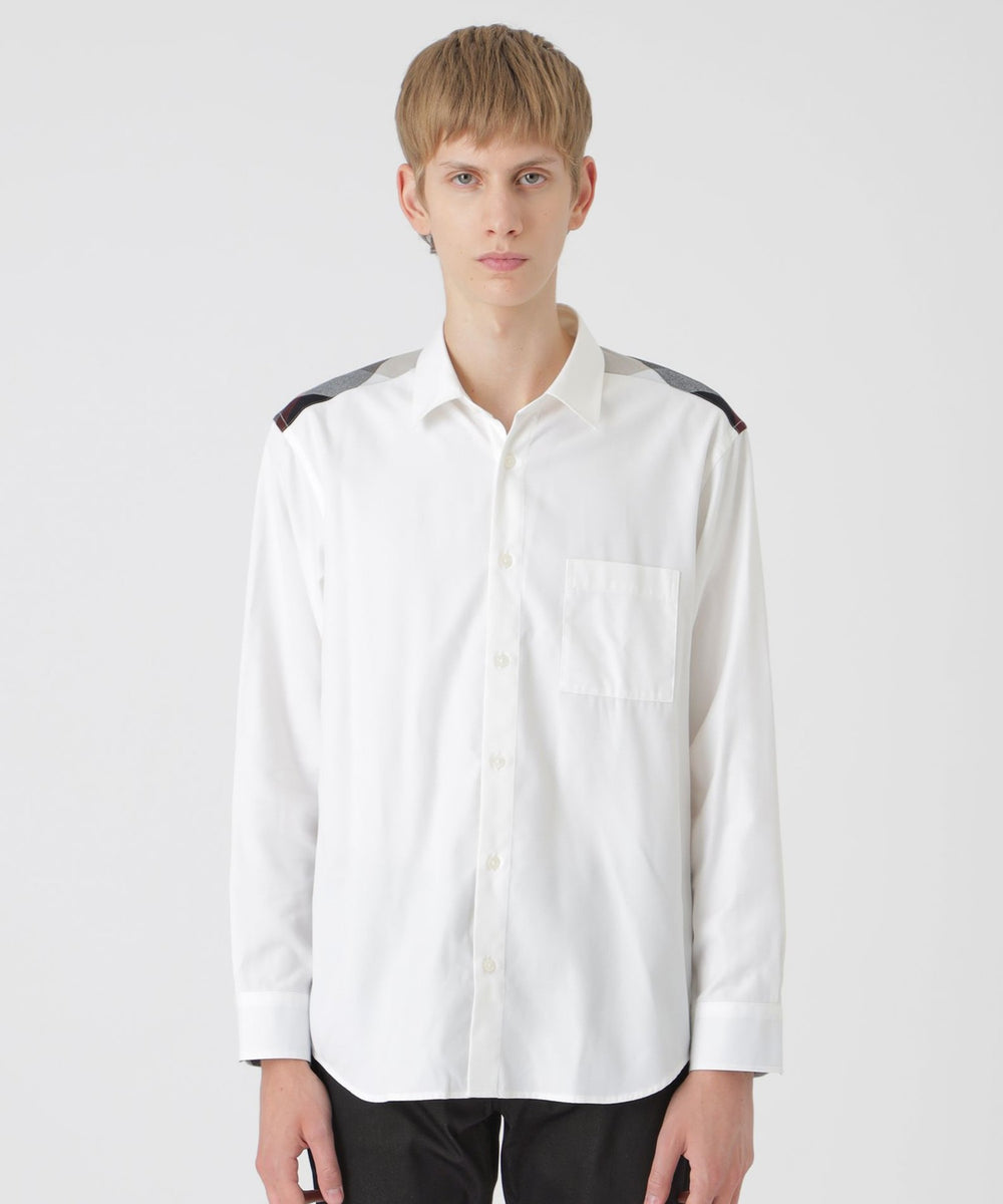 パーシャルチェックマイクロピーチシャツ（カジュアルシャツ）｜BLACK