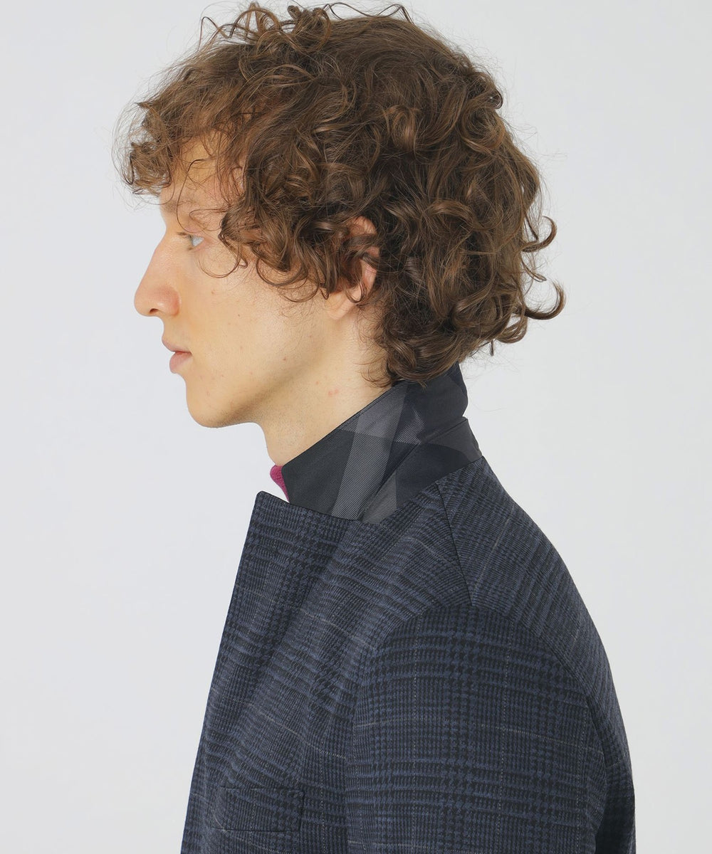 グレンチェックウールジャージージャケット（ジャケット）｜BLACK