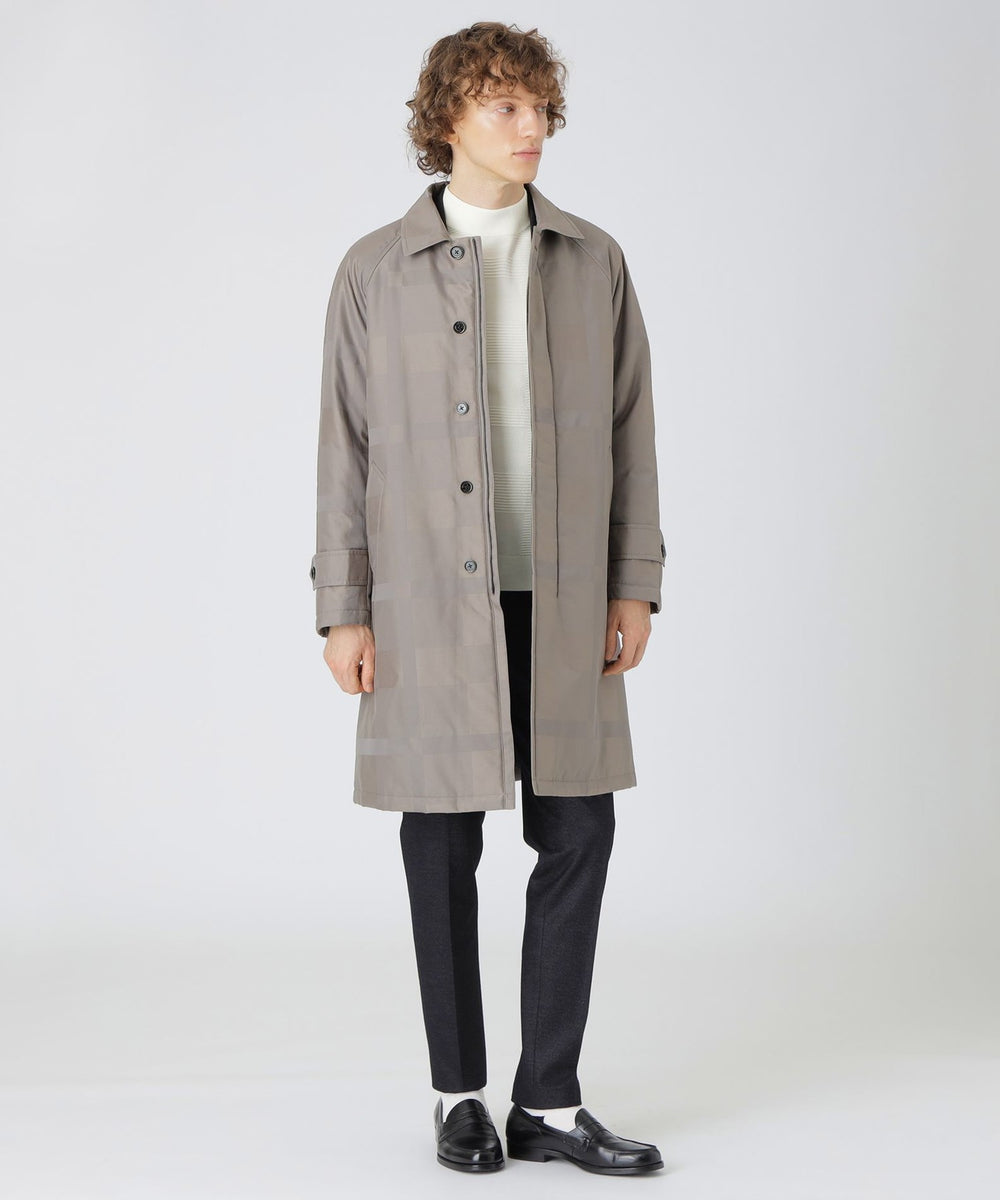 シャドーチェックパデッドステンカラーコート（ブルゾン）｜BLACK