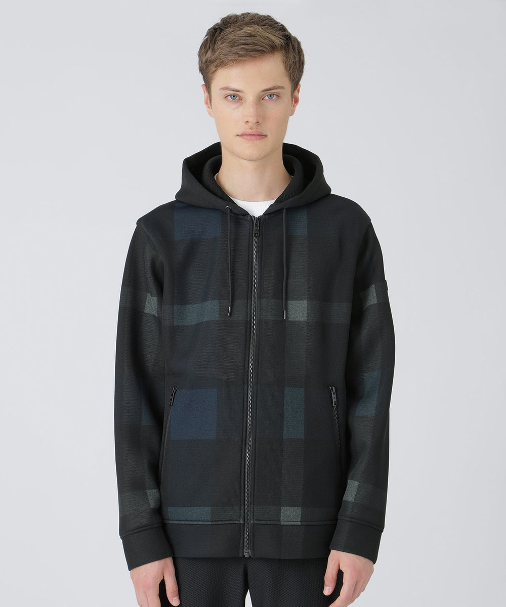BLACK lab.】シアーダンボールクレストブリッジチェックパーカー