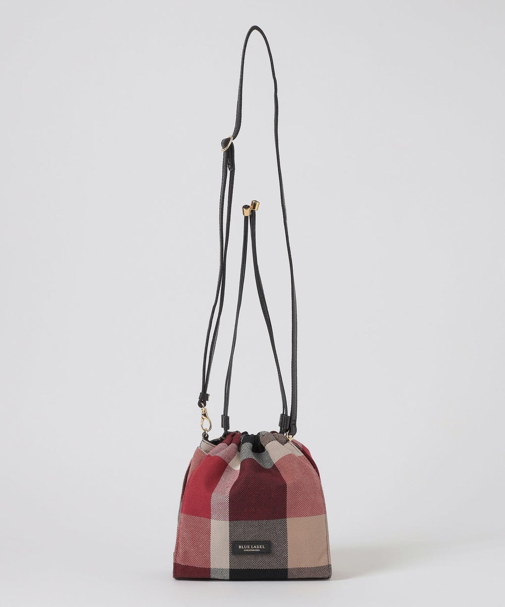 クレストブリッジチェックキャンバス巾着ショルダー（バッグ）｜BLUE